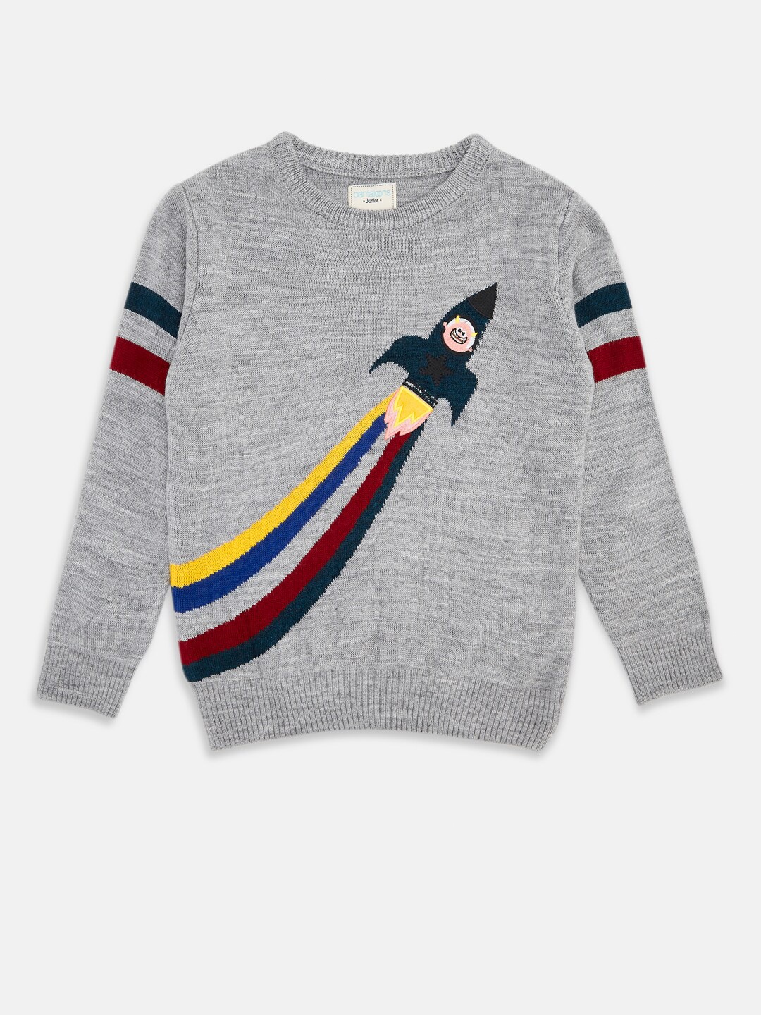 

Pantaloons Junior Boys Grey & Yellow Printed Pullover