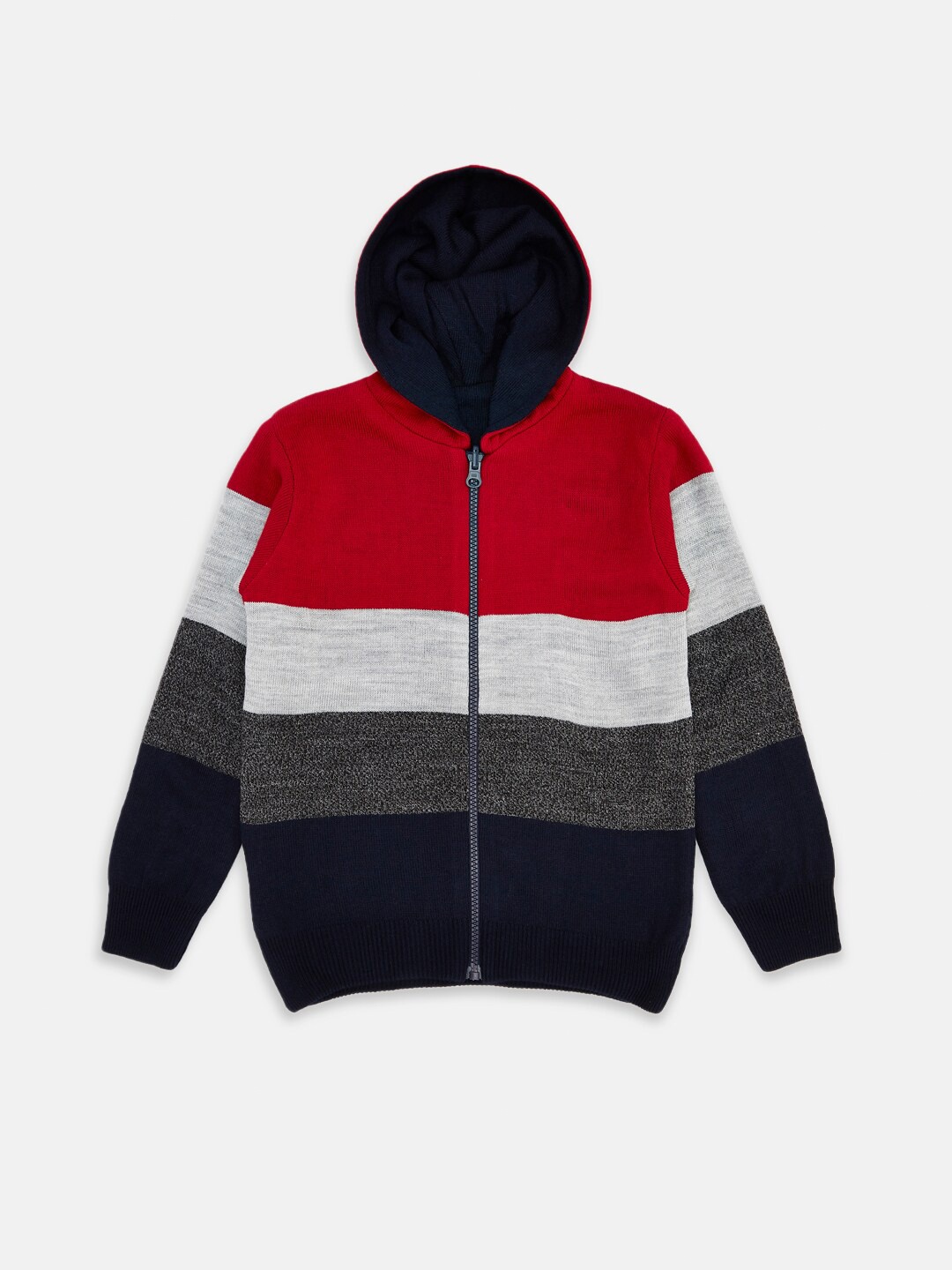 

Pantaloons Junior Boys Red & Navy Blue Striped Pullover