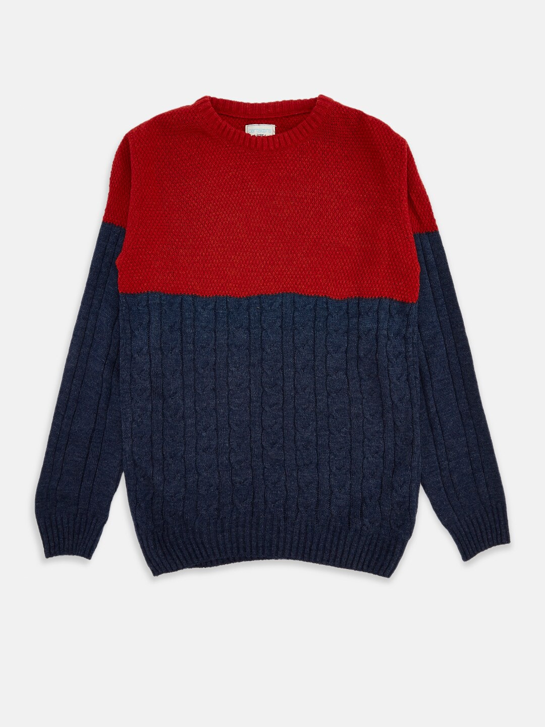

Pantaloons Junior Boys Red & Navy Blue Colourblocked Pullover
