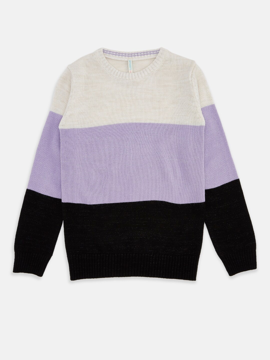 

Pantaloons Junior Girls Black & Purple Colourblocked Pullover