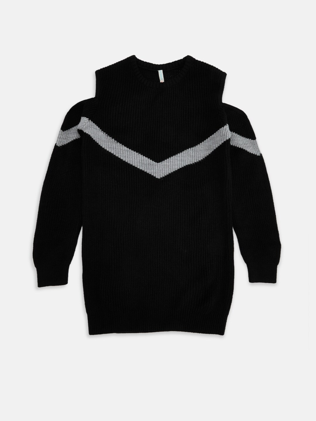 Pantaloons Junior Girls Black & Grey Printed Pullover