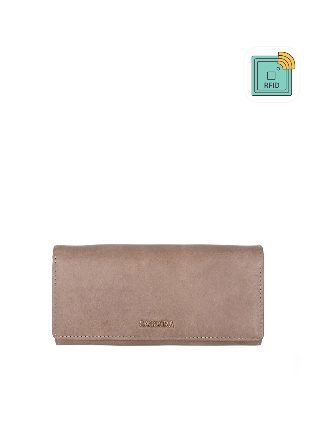 

Sassora Women Beige Leather Two Fold Wallet