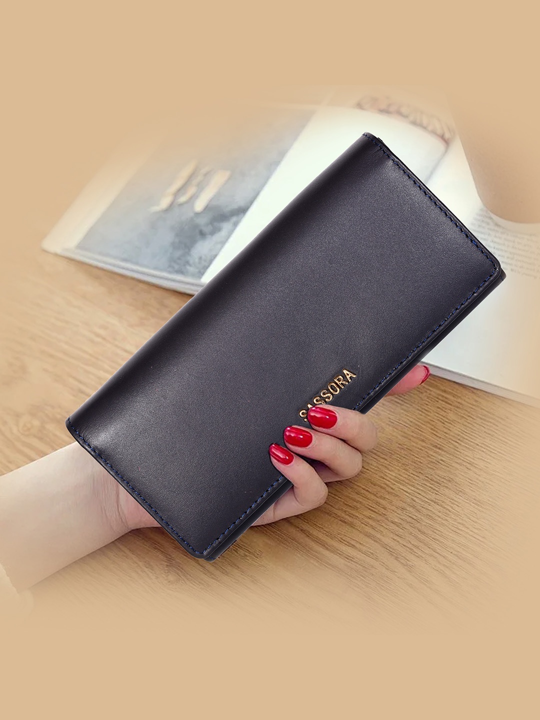 

Sassora Women Leather Two Fold Wallet, Blue