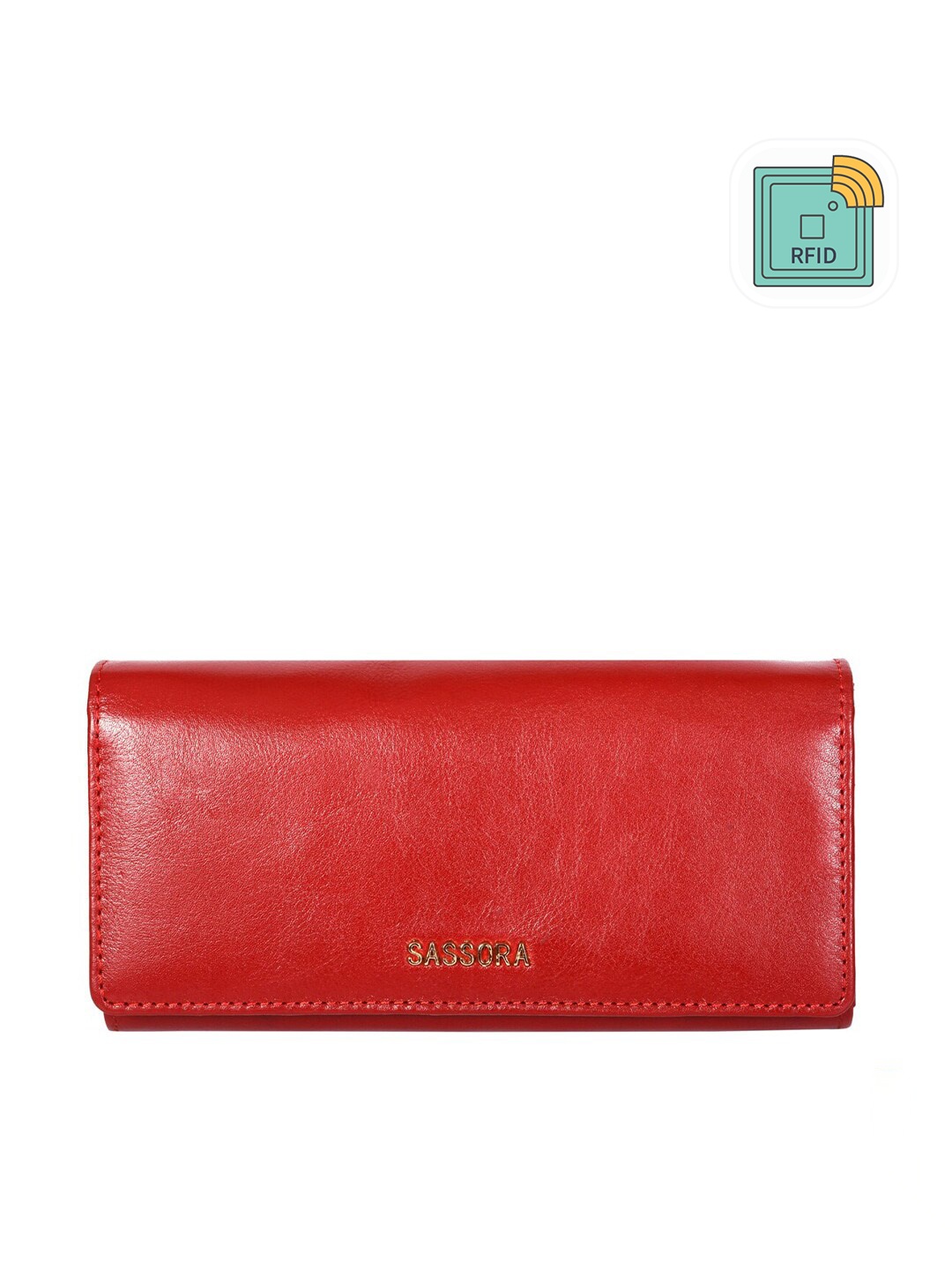 

Sassora Women Leather Two Fold Wallet, Red