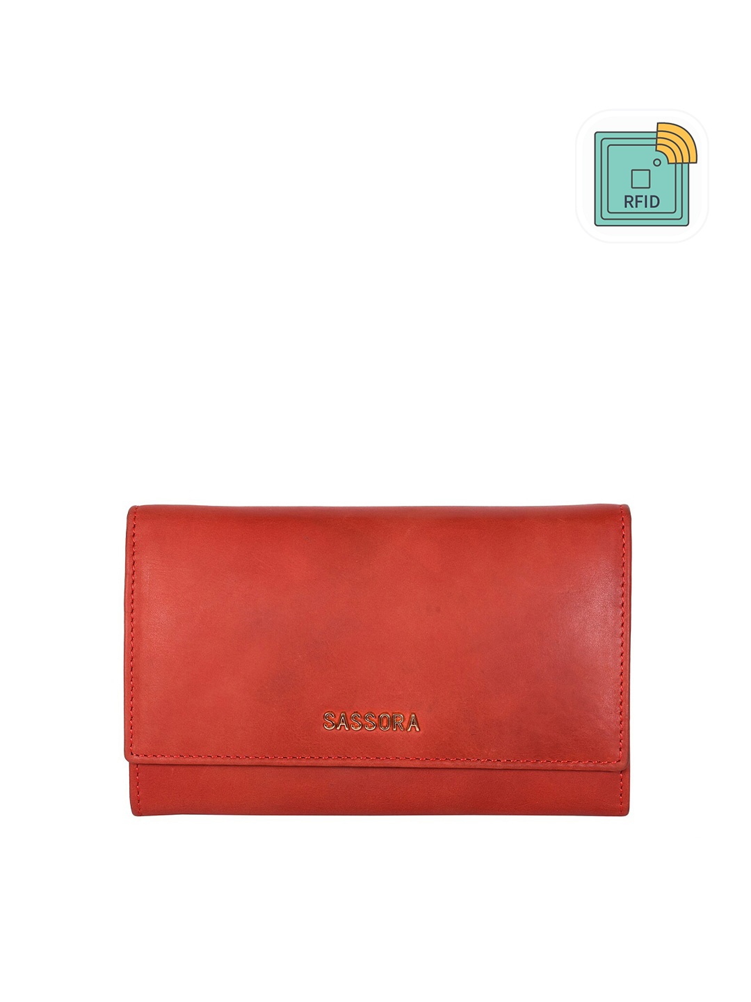 

Sassora Women Textured Leather Two Fold Wallet, Red