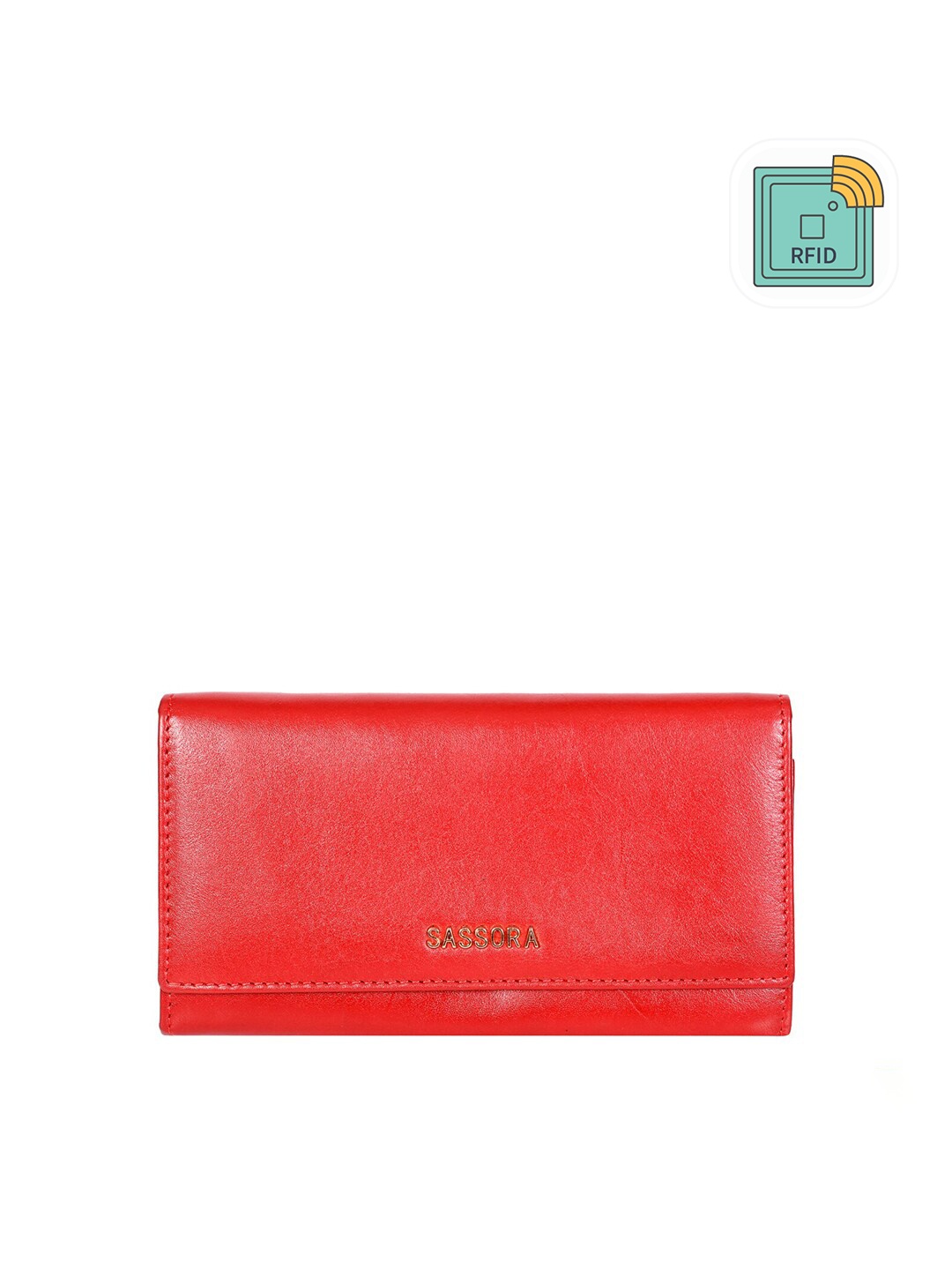 

Sassora Women Leather Two Fold Wallet, Red