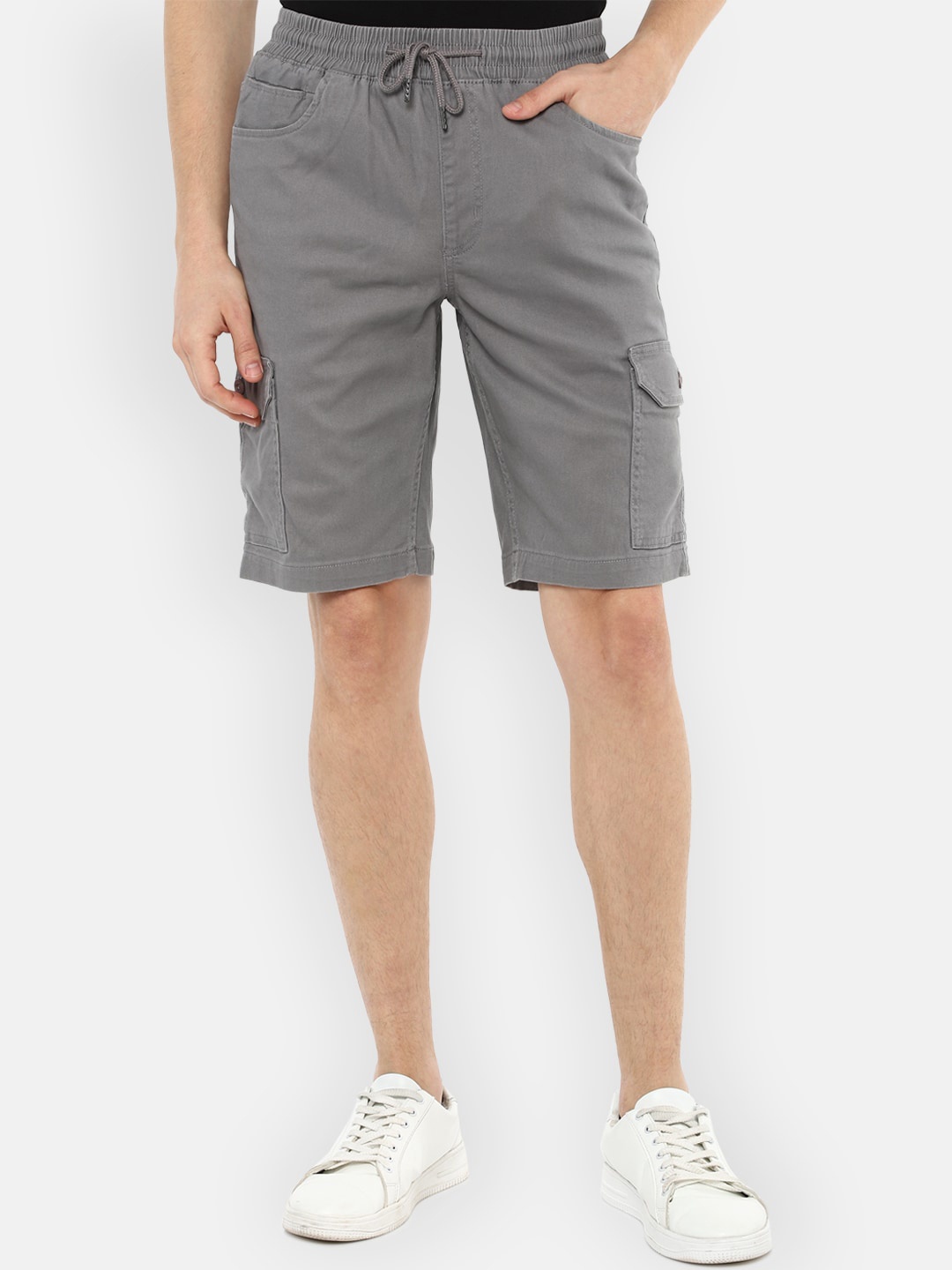 

Louis Philippe Jeans Men Slim Fit Cargo Shorts, Grey