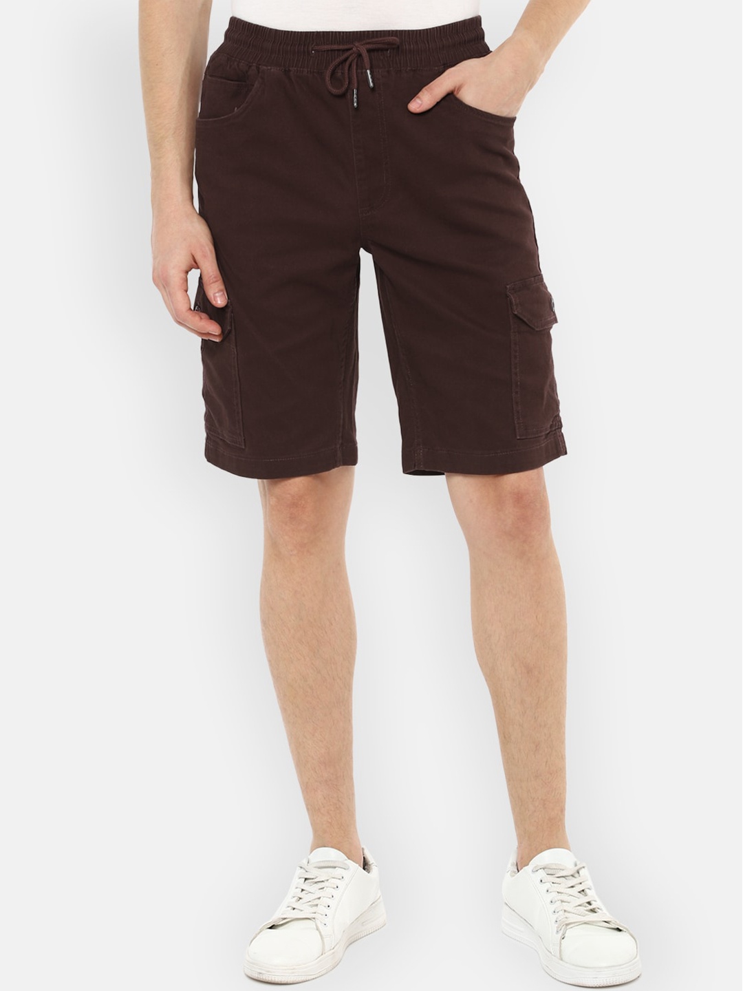 

Louis Philippe Jeans Men Slim Fit Cargo Shorts, Brown
