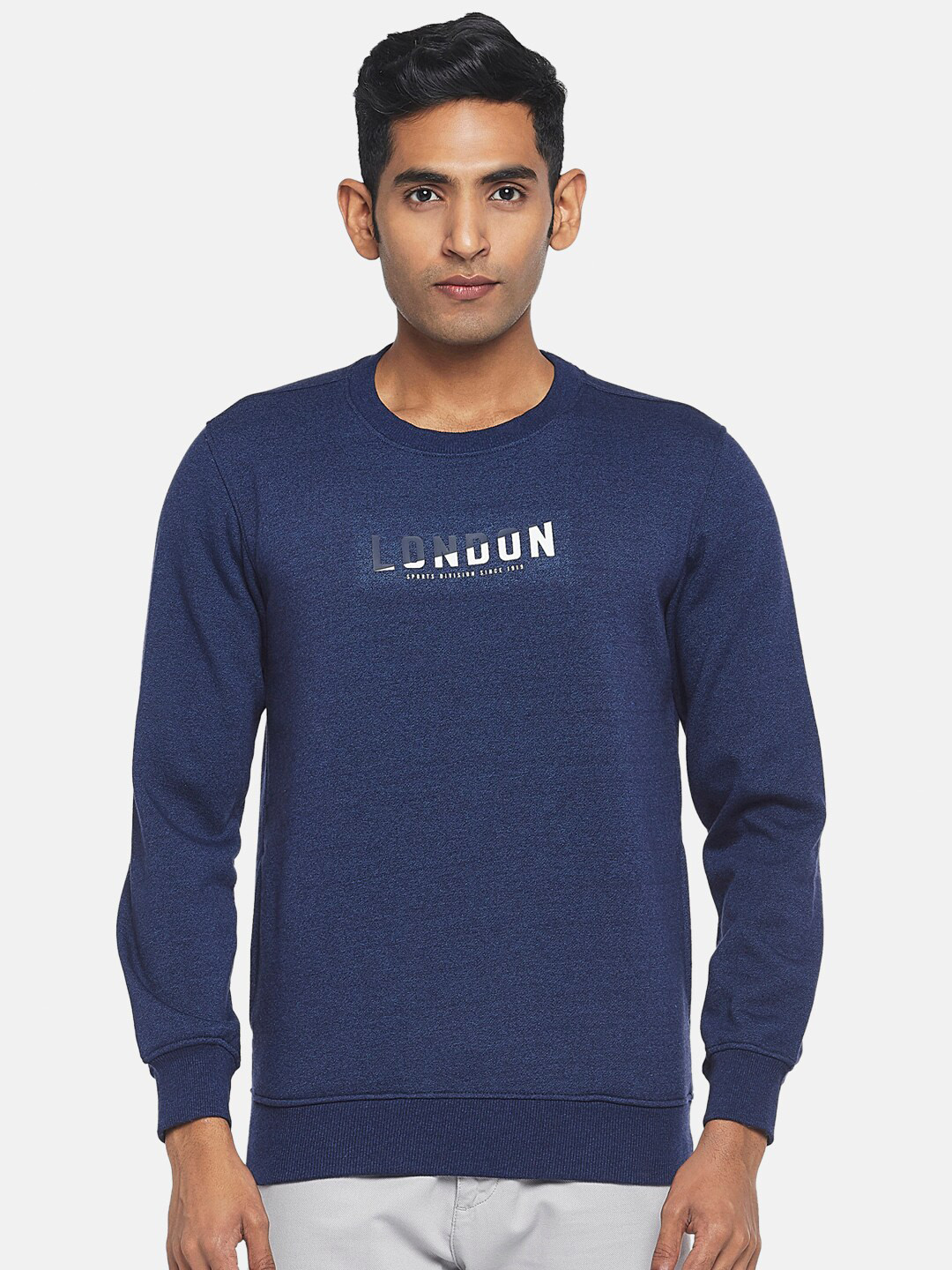 

BYFORD by Pantaloons Men & White Blue Printed Sweatshirt