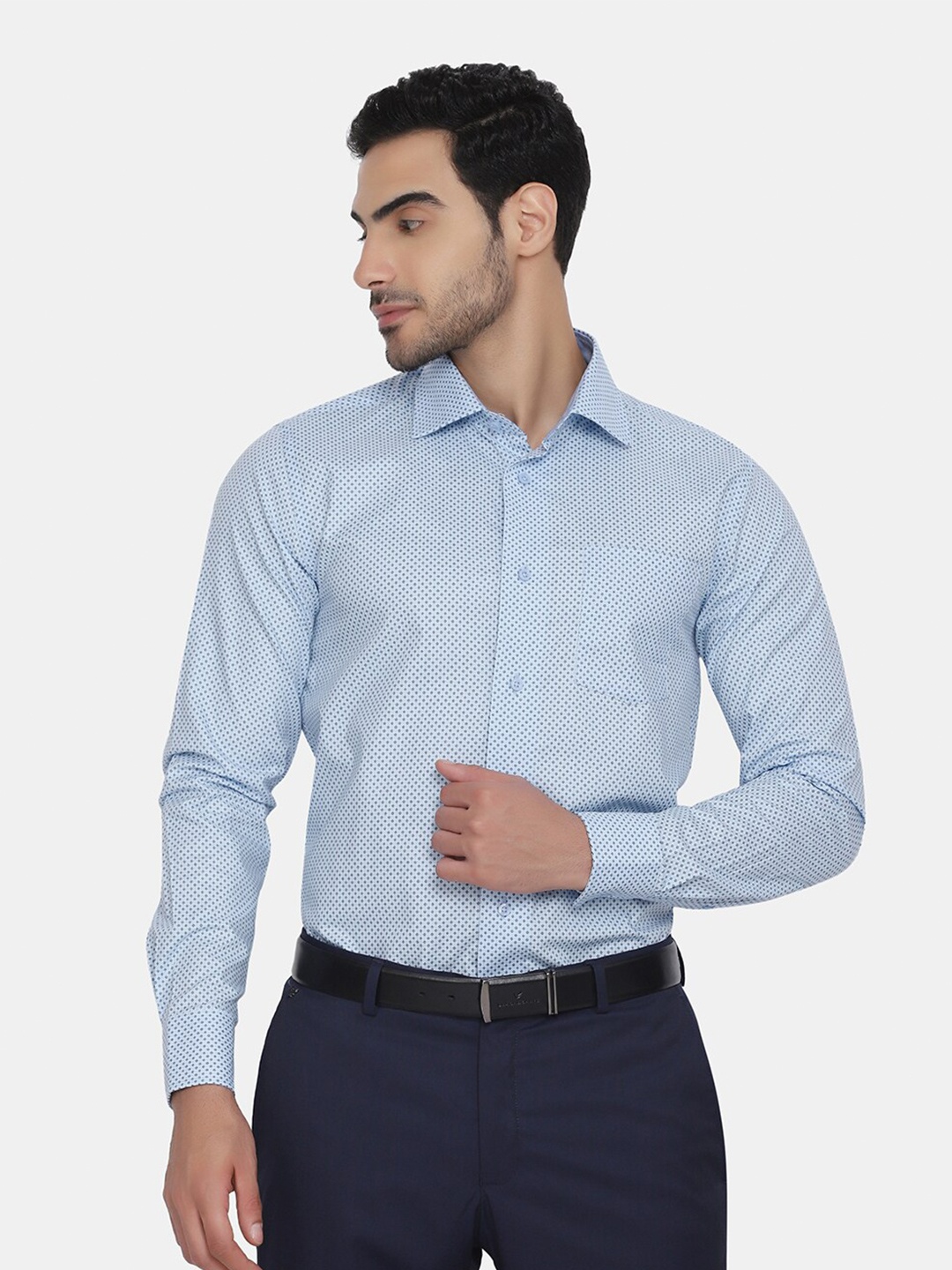 

Blackberrys Men Blue Slim Fit Printed Formal Shirt