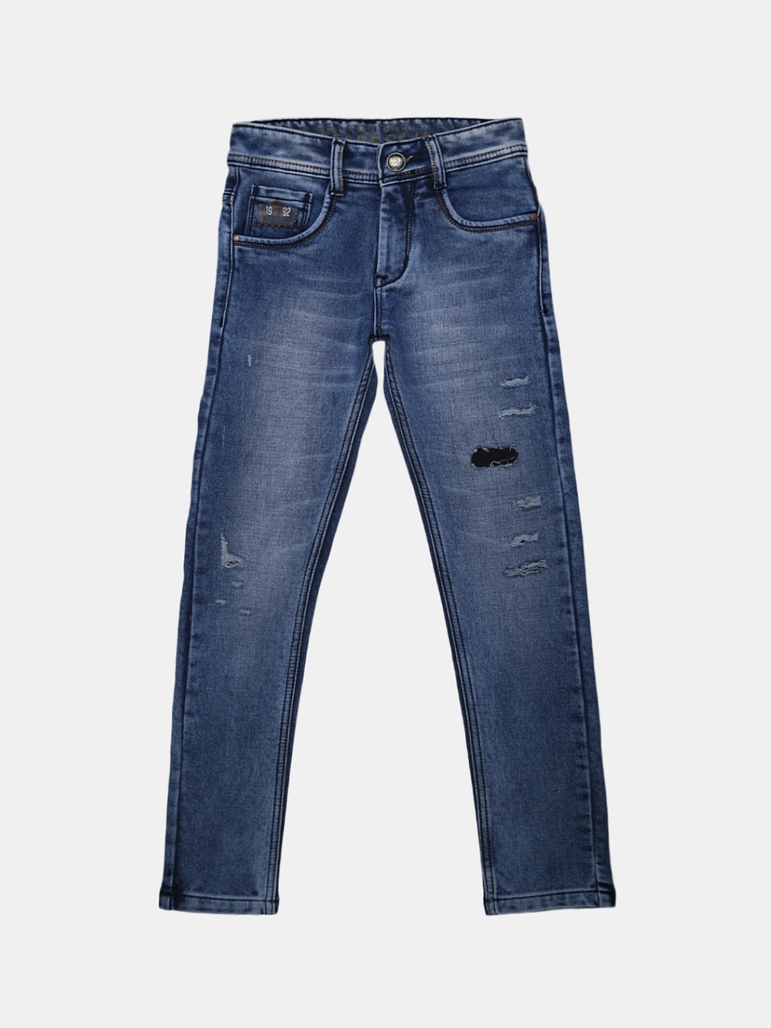

V-Mart Boys Mildly Distressed Heavy Fade Jeans, Blue