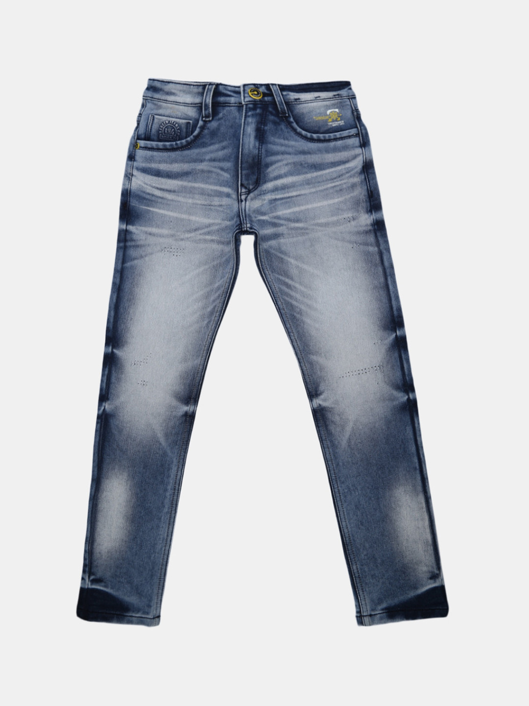 

V-Mart Boys Mildly Distressed Heavy Fade Jeans, Blue