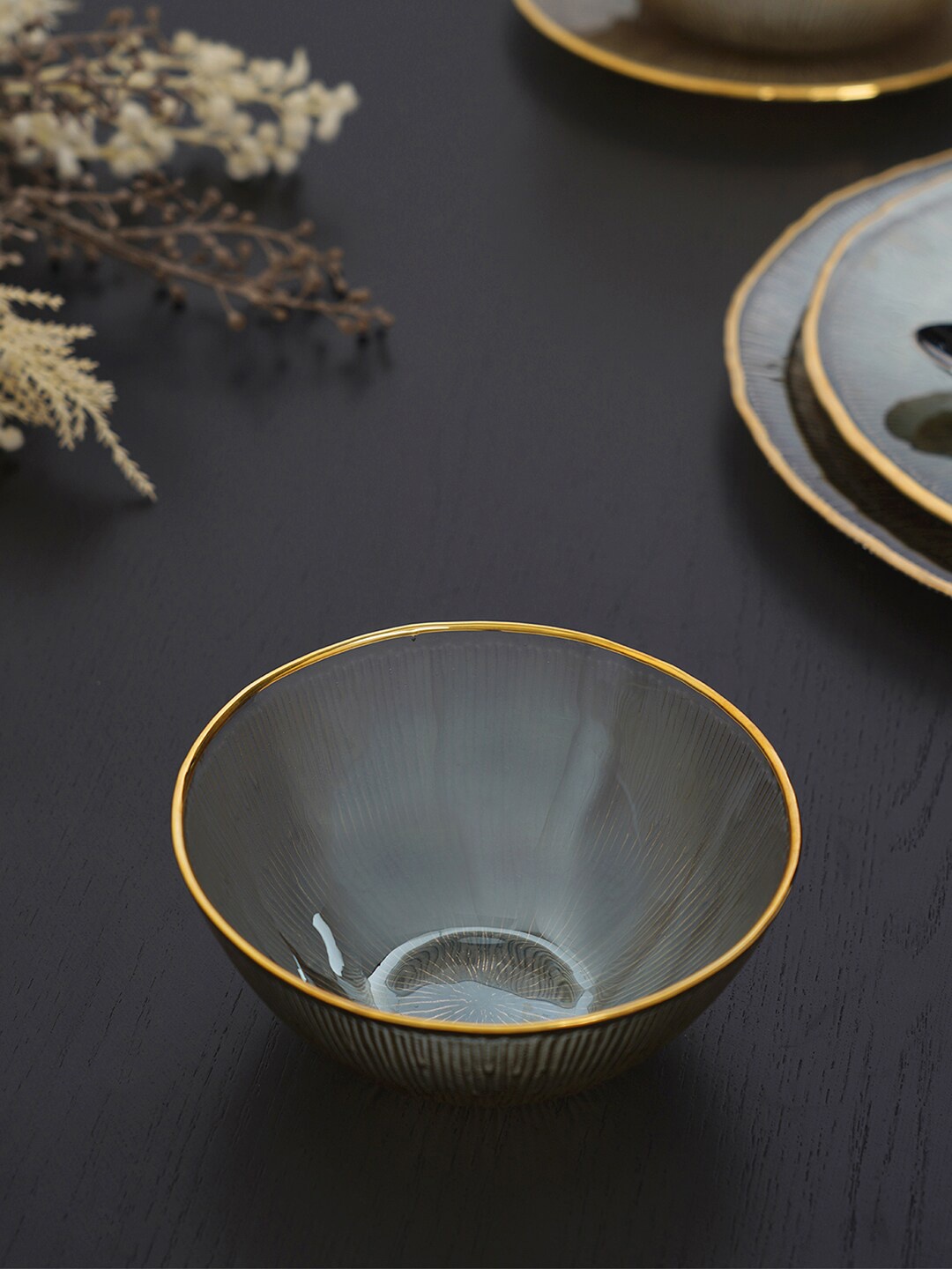 

Pure Home and Living Brown & Gold Textured Serving Bowl