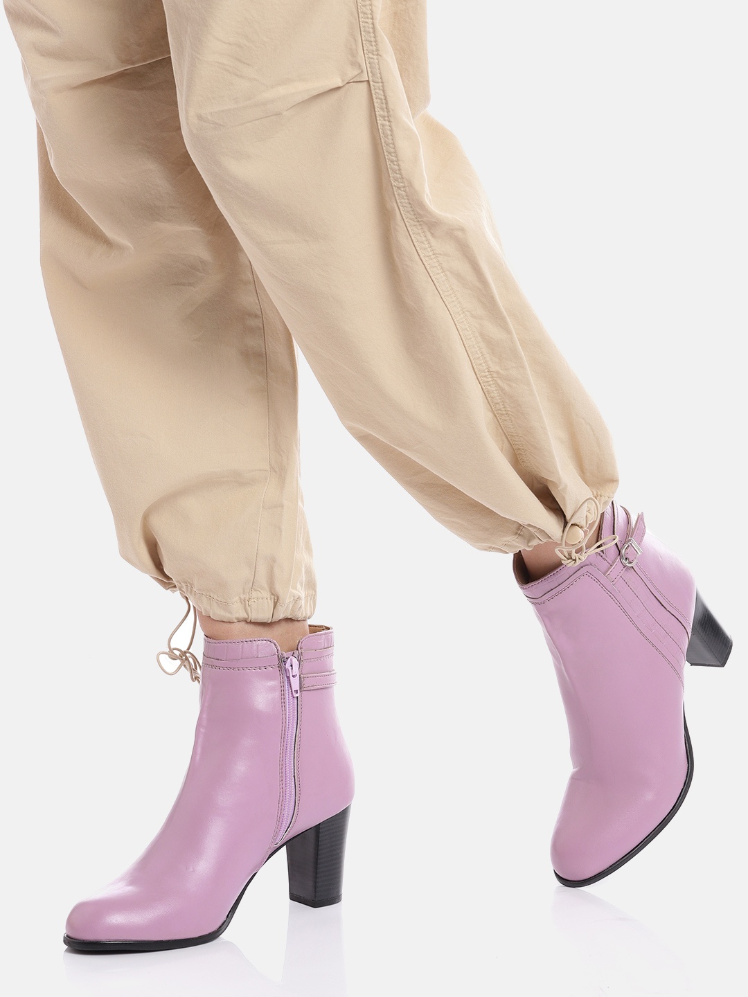 

CORSICA Women Mid-Top Block Heel Regular Boots with Buckle Detail, Lavender