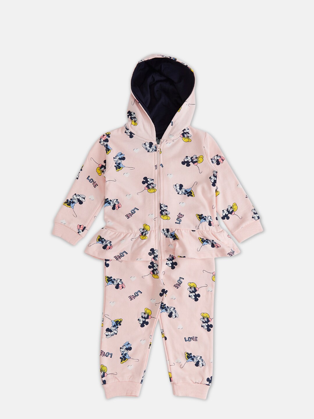 

Pantaloons Baby Girls Peach-Coloured Printed Cotton Top with Trousers