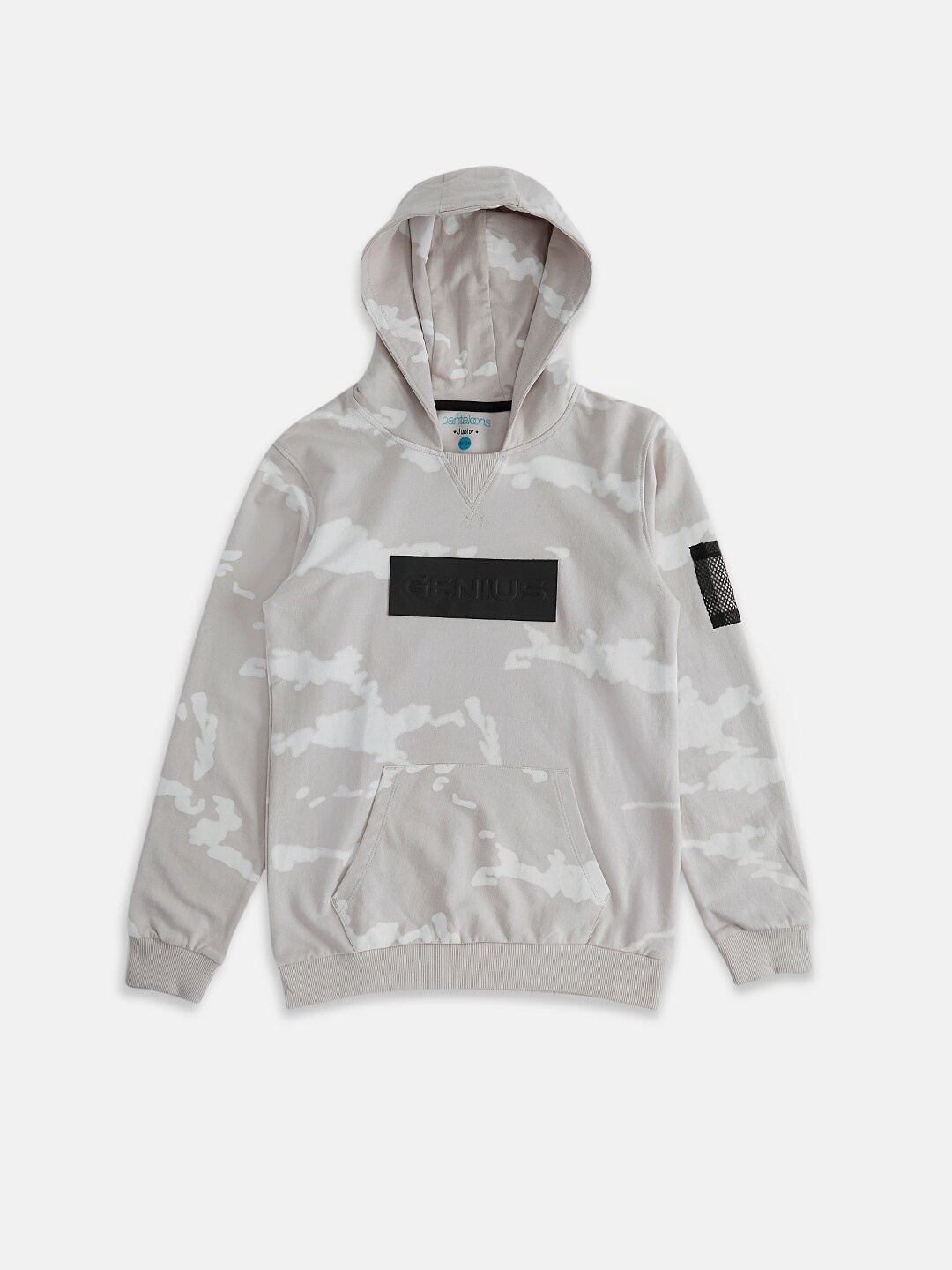 

Pantaloons Junior Boys White Printed Hooded Sweatshirt