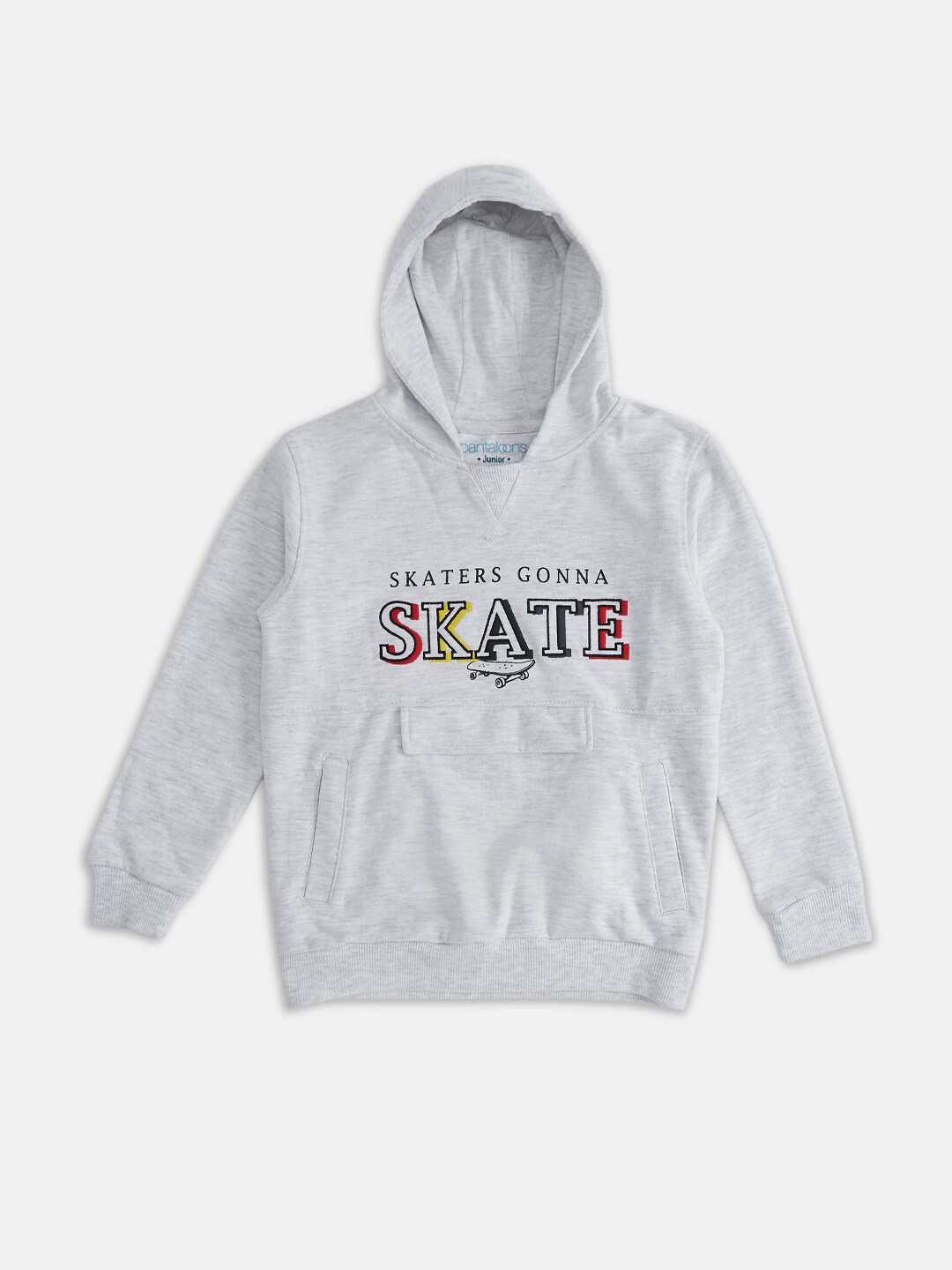 

Pantaloons Junior Boys Off White Printed Hooded Cotton Sweatshirt