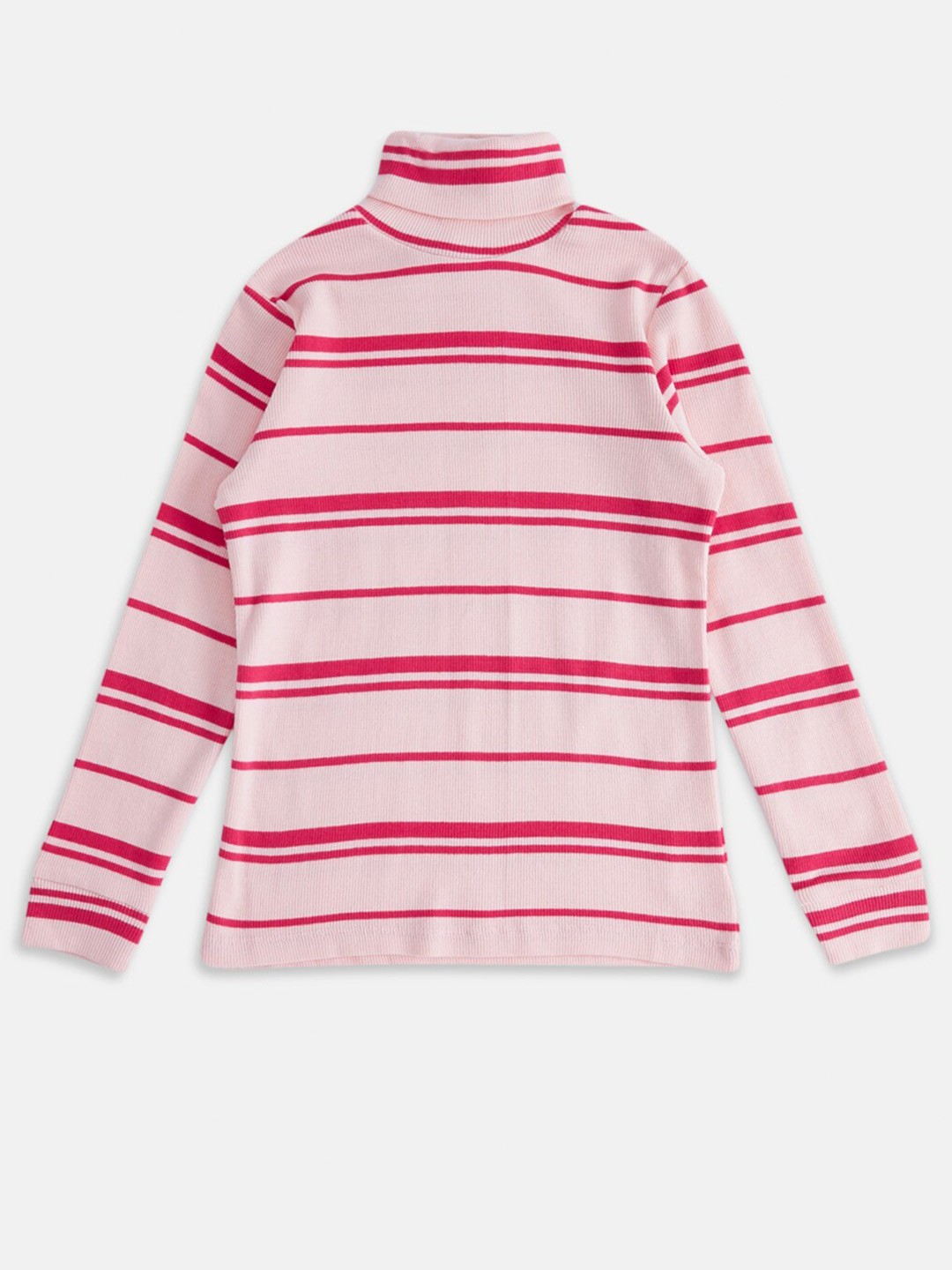 

Pantaloons Junior Girls Pink Striped Cotton Sweatshirt