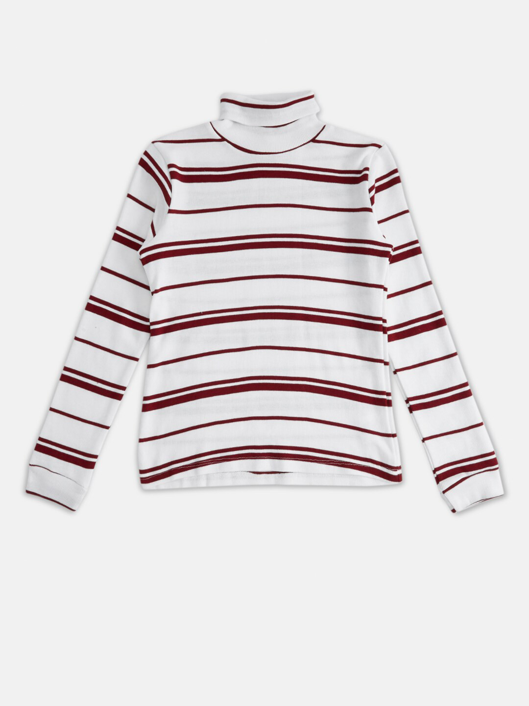 

Pantaloons Junior Girls White Striped Cotton Sweatshirt