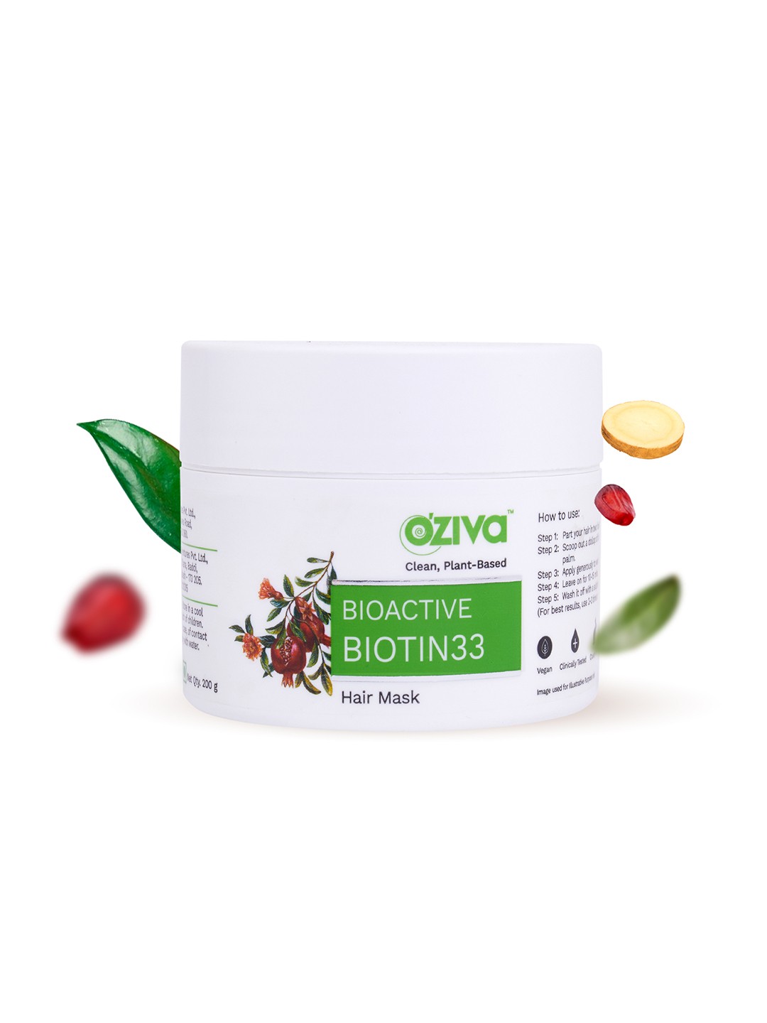 

OZiva Bioactive Biotin33 Hair Mask- 200 ml, Green