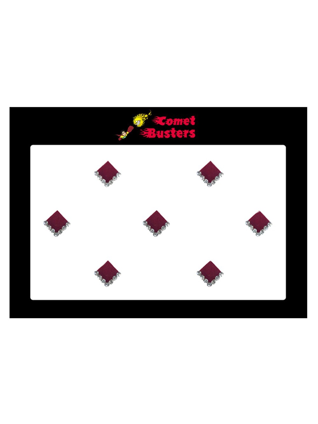 

Comet Busters Set of 7 Embellished Designer Bindis - Maroon