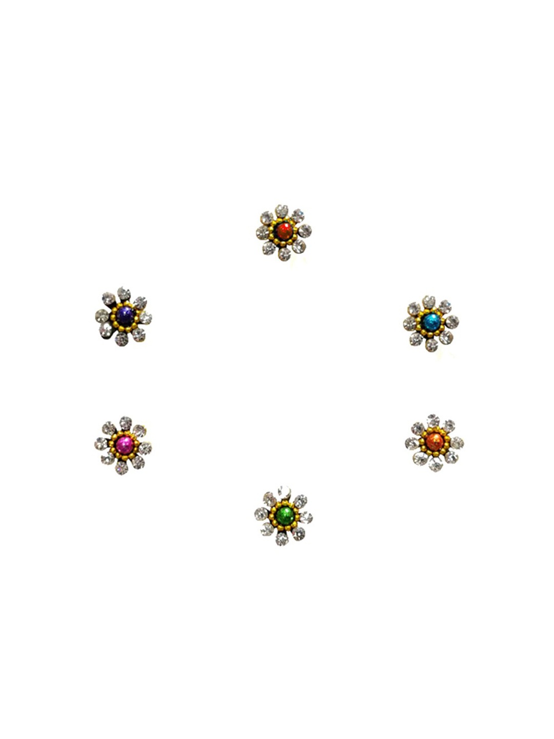 

Comet Busters Set Of 6 Embellished Designer Bindis - Multicoloured, Multi