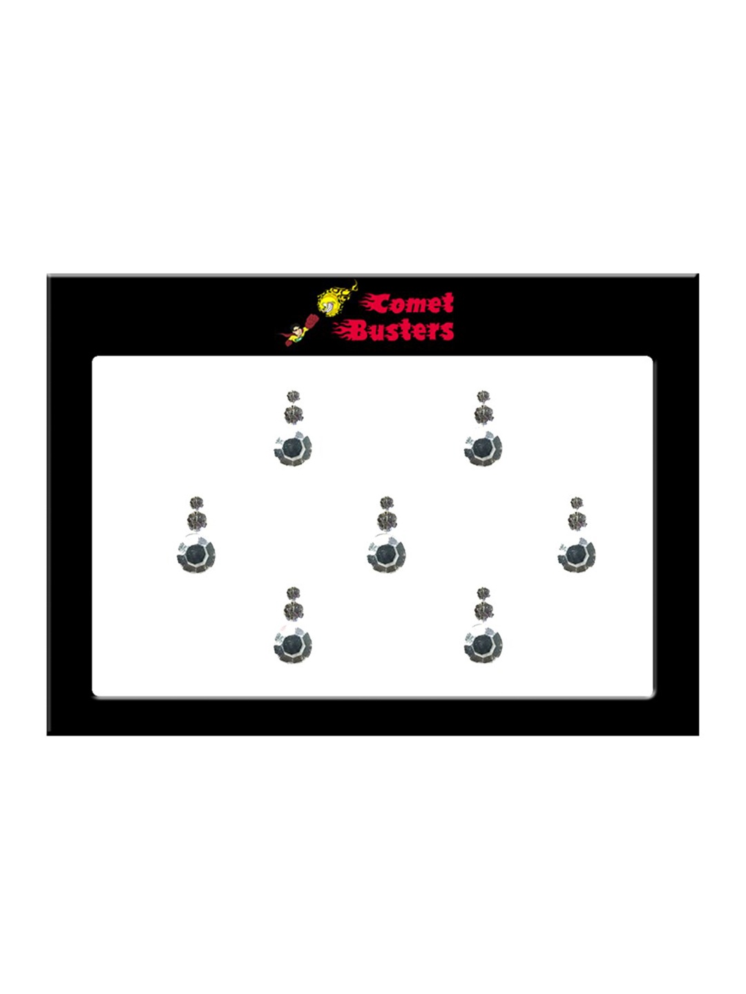 

Comet Busters Set Of 7 Embellished Designer Bindis - Silver-Toned