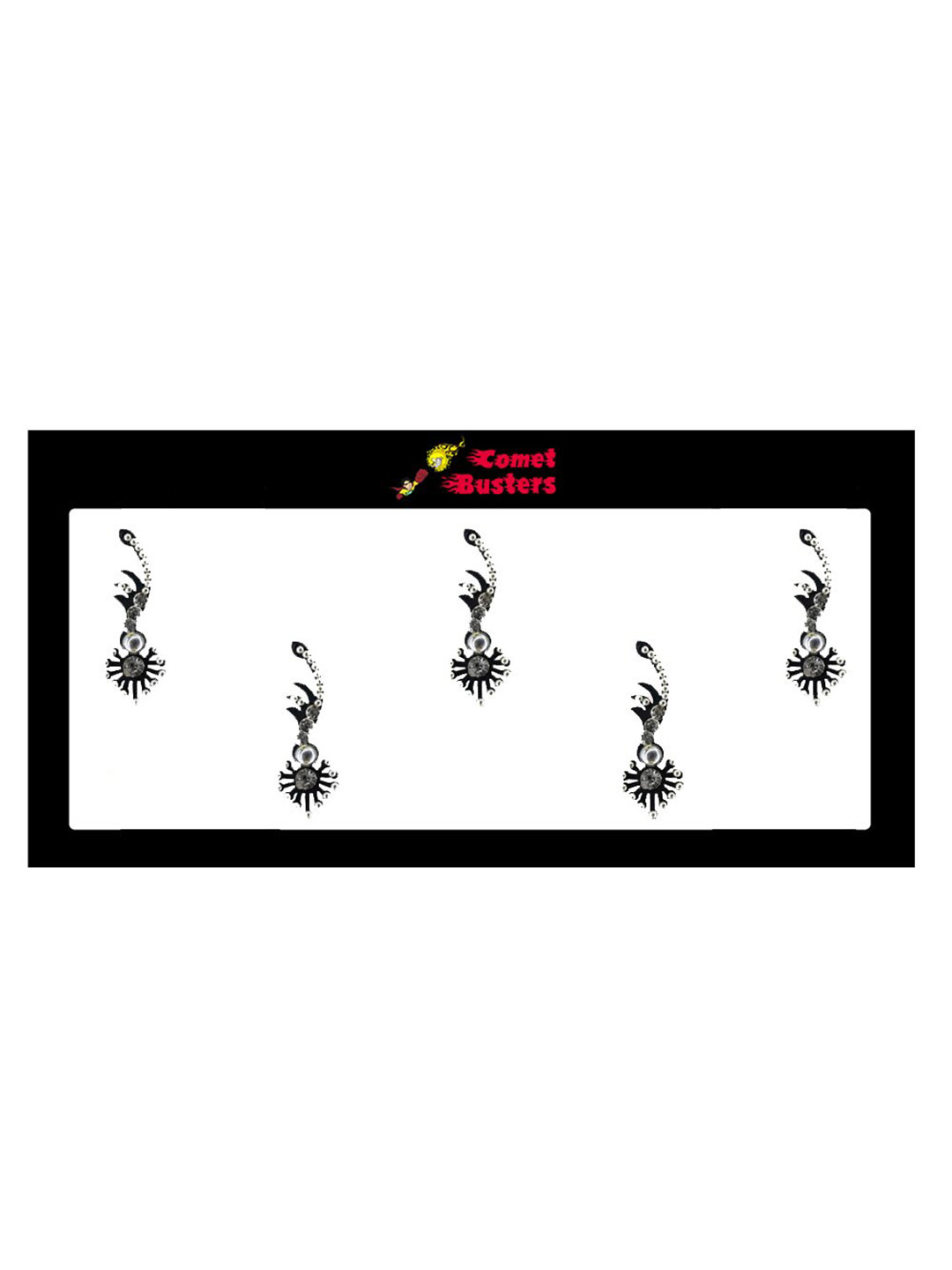 

Comet Busters Set Of 5 Embellished Designer Bindis - Black