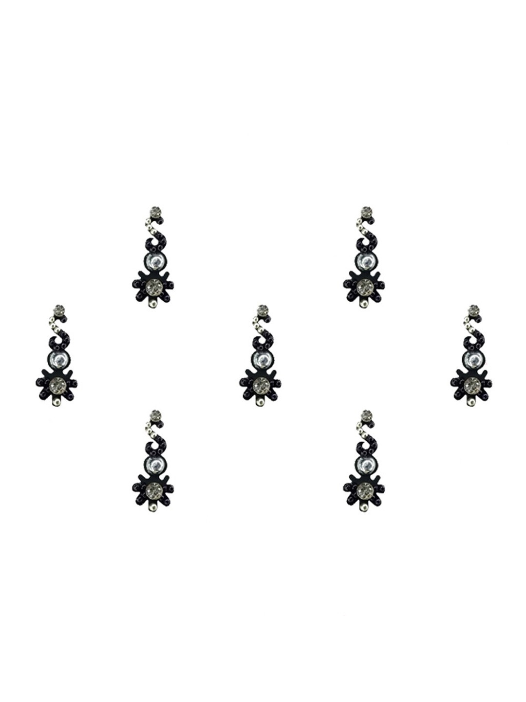 

Comet Busters Black Set Of 7 Embellished Bindis