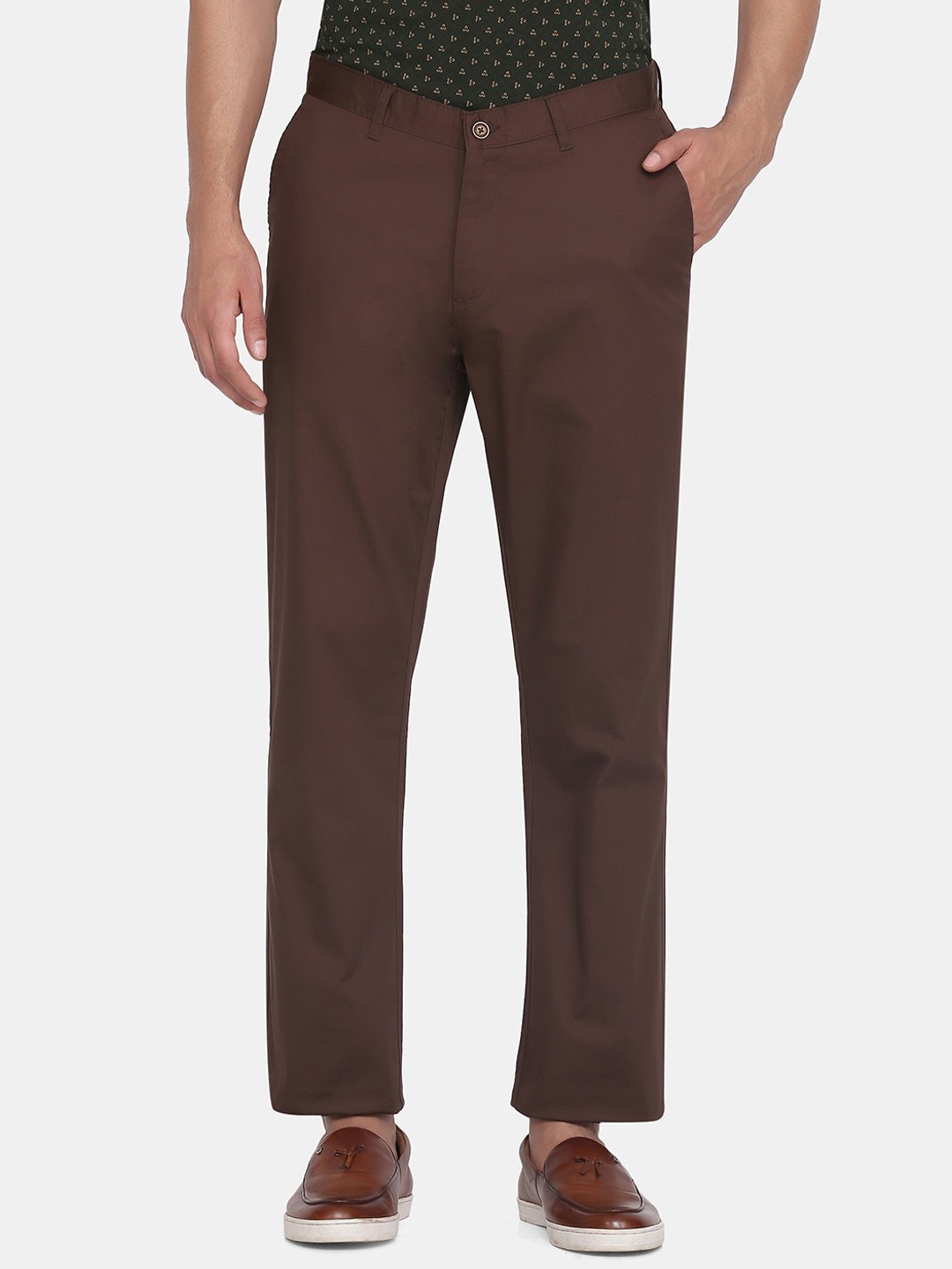 

Blackberrys Men Brown Solid Chinos Trousers