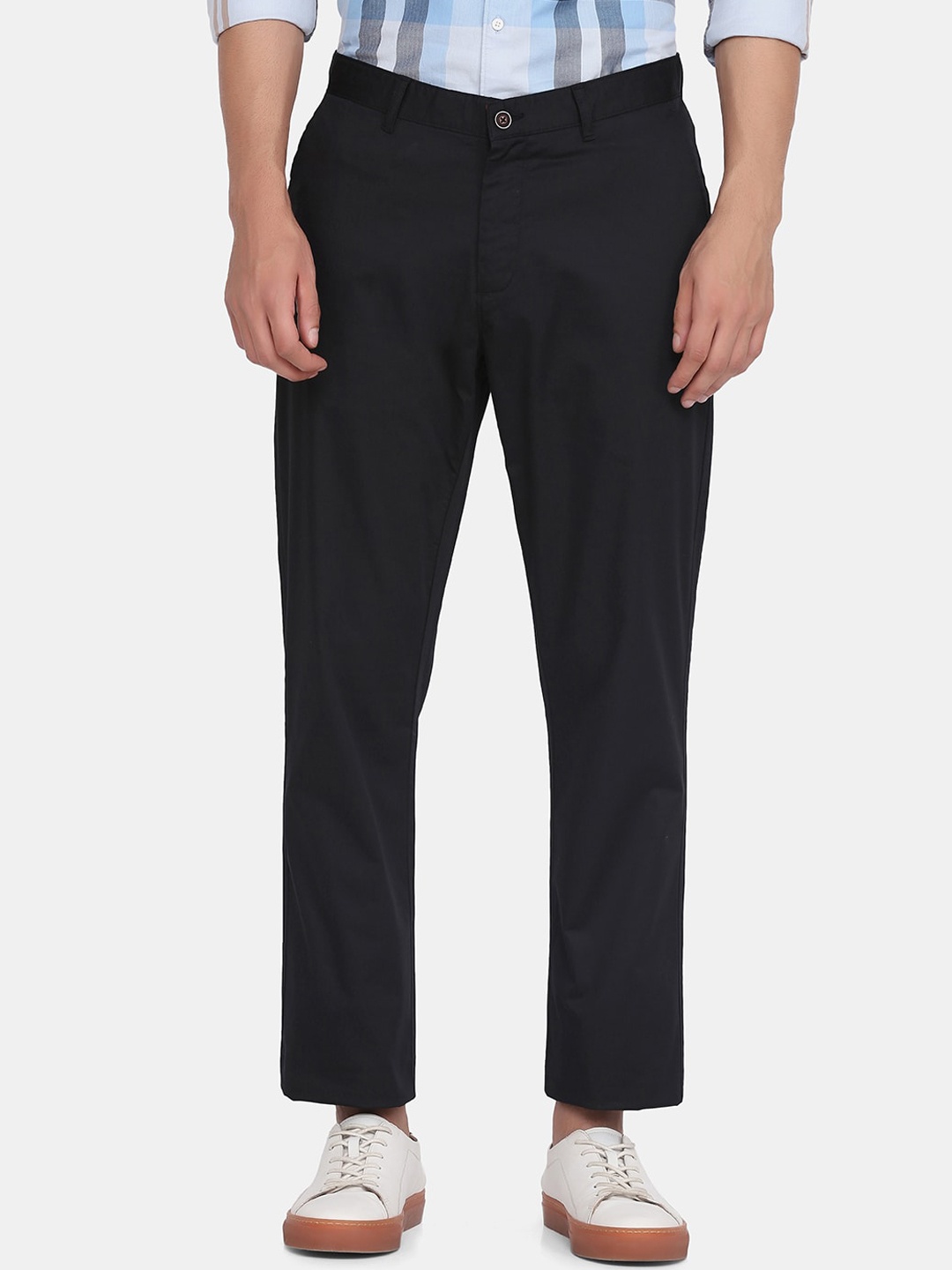 

Blackberrys Men Navy Blue Solid Chinos Trousers