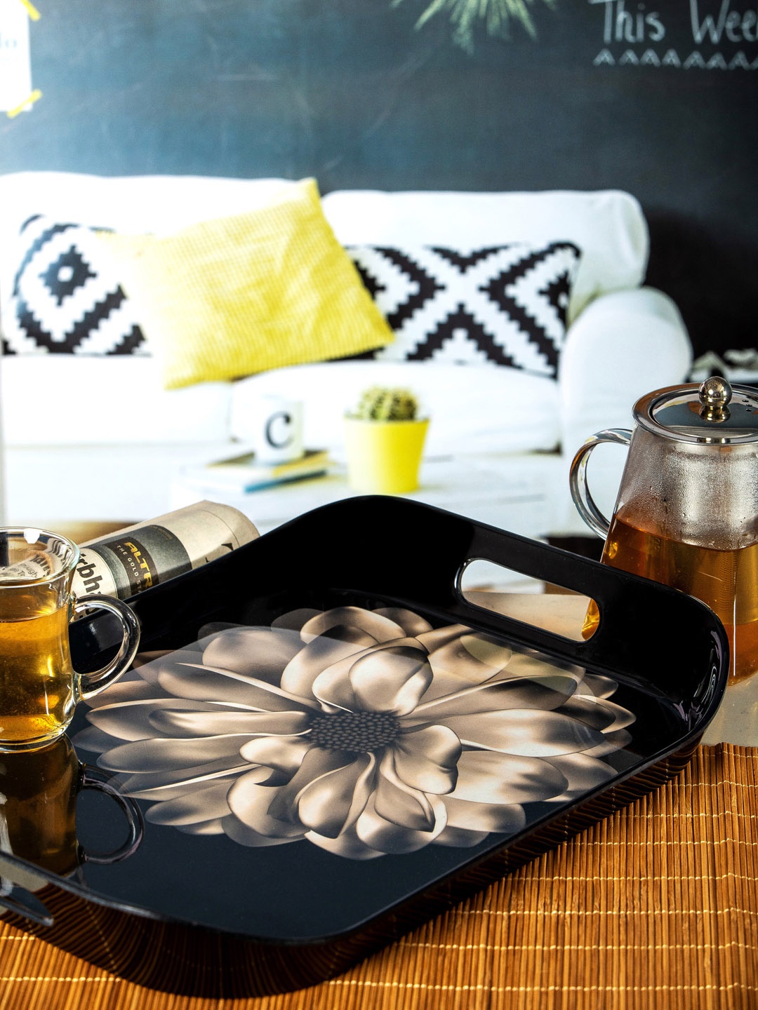 

Stehlen Black & Cream Printed Melamine Serving Tray