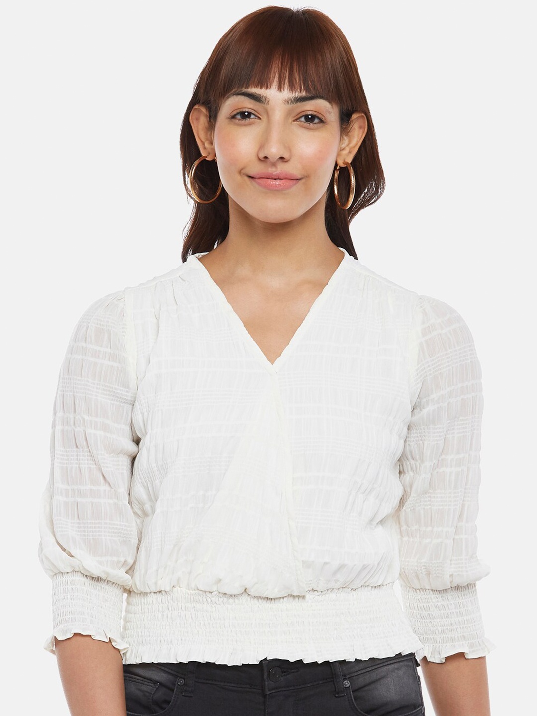 

Honey by Pantaloons Off White Blouson Top
