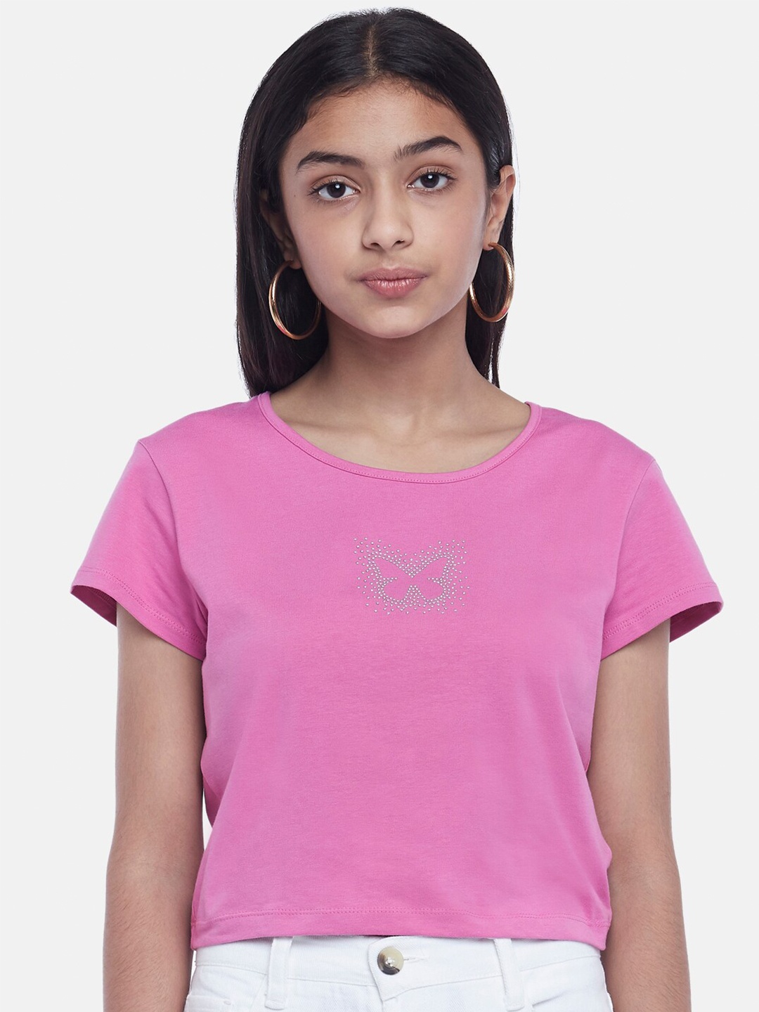 

Coolsters by Pantaloons Girls Pink Cotton T-shirt