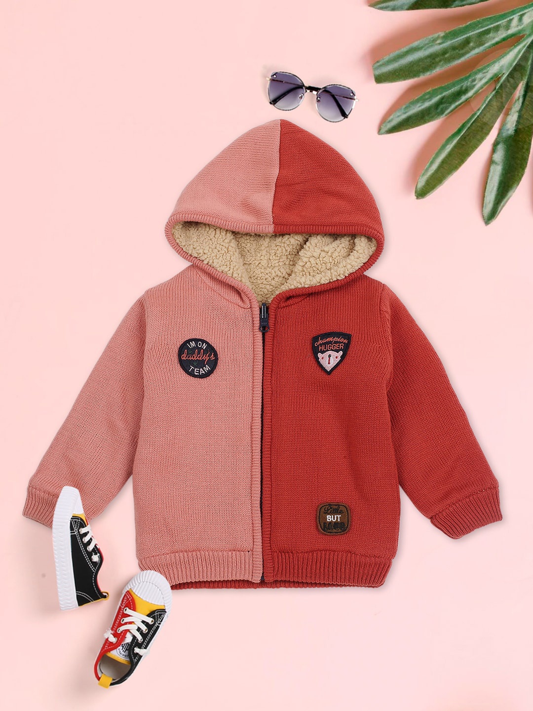 

MeeMee Boys Orange And Brown Colourblocked Hooded Padded Jacket