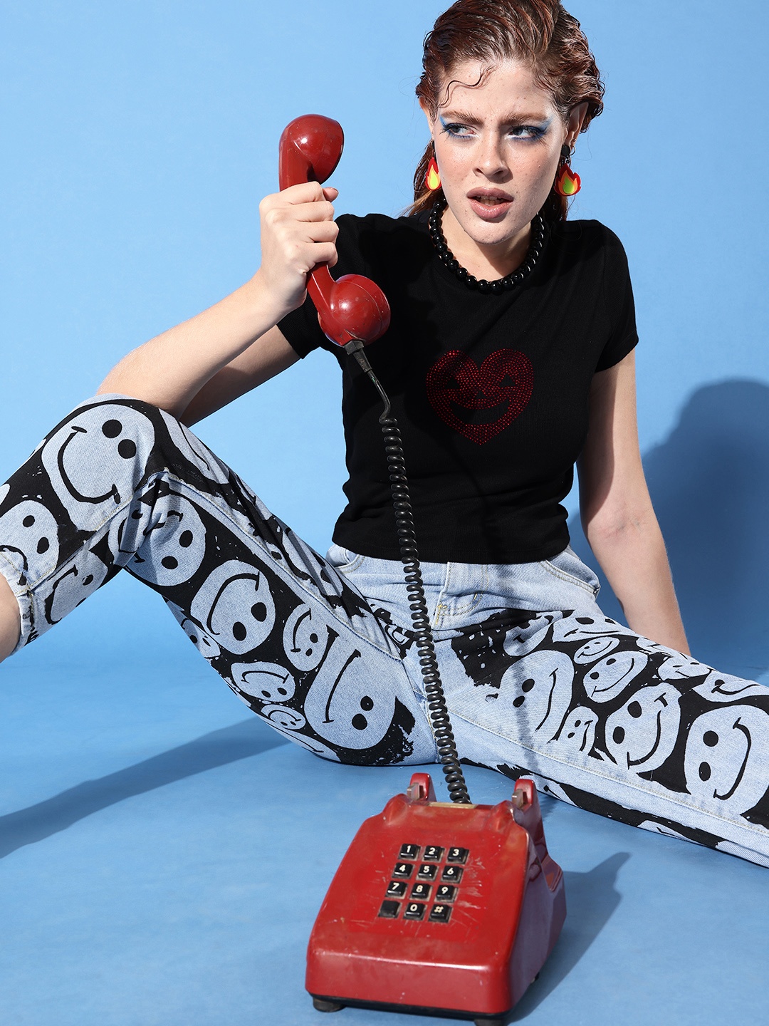 

People Stunning Black Geometric Halloween Hype Top