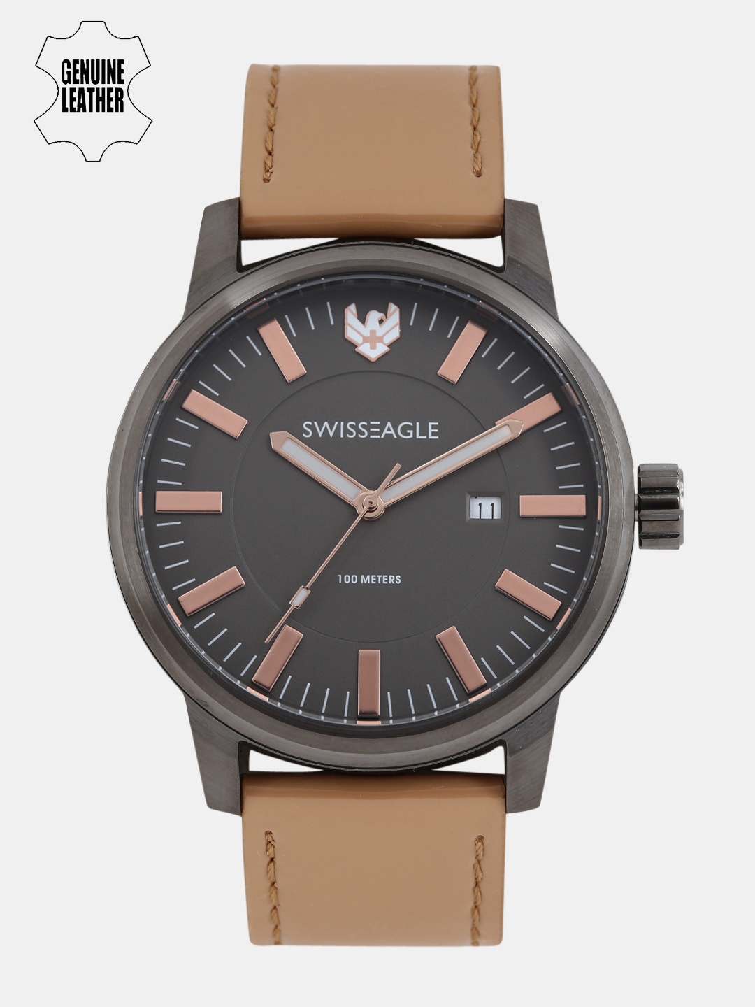 

Swiss Eagle Men Gunmetal-Toned Analogue Watch SE-9107-04, Metallic