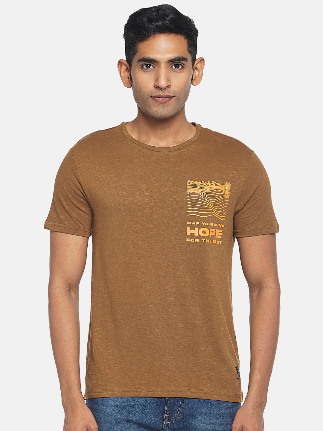 

People Men Rust Rust Solid Slim Fit T-shirt