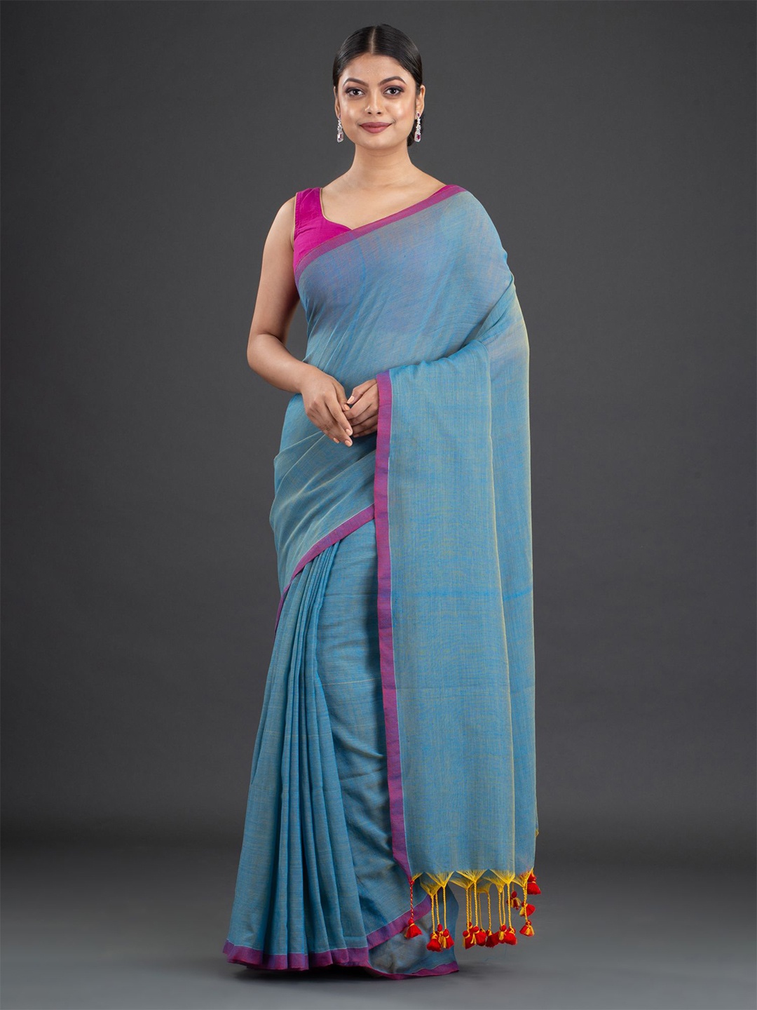 

Arhi Blue & Purple Woven Design Pure Cotton Saree