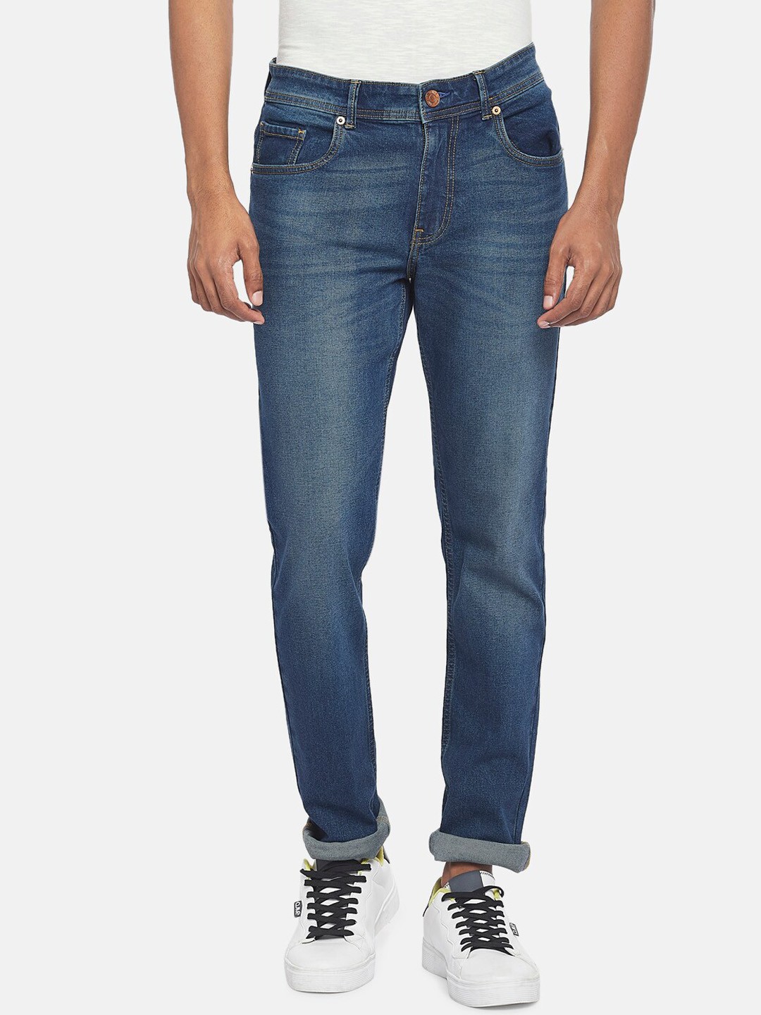 

People Men Blue Skinny Fit Mildly Distressed Heavy Fade Jeans