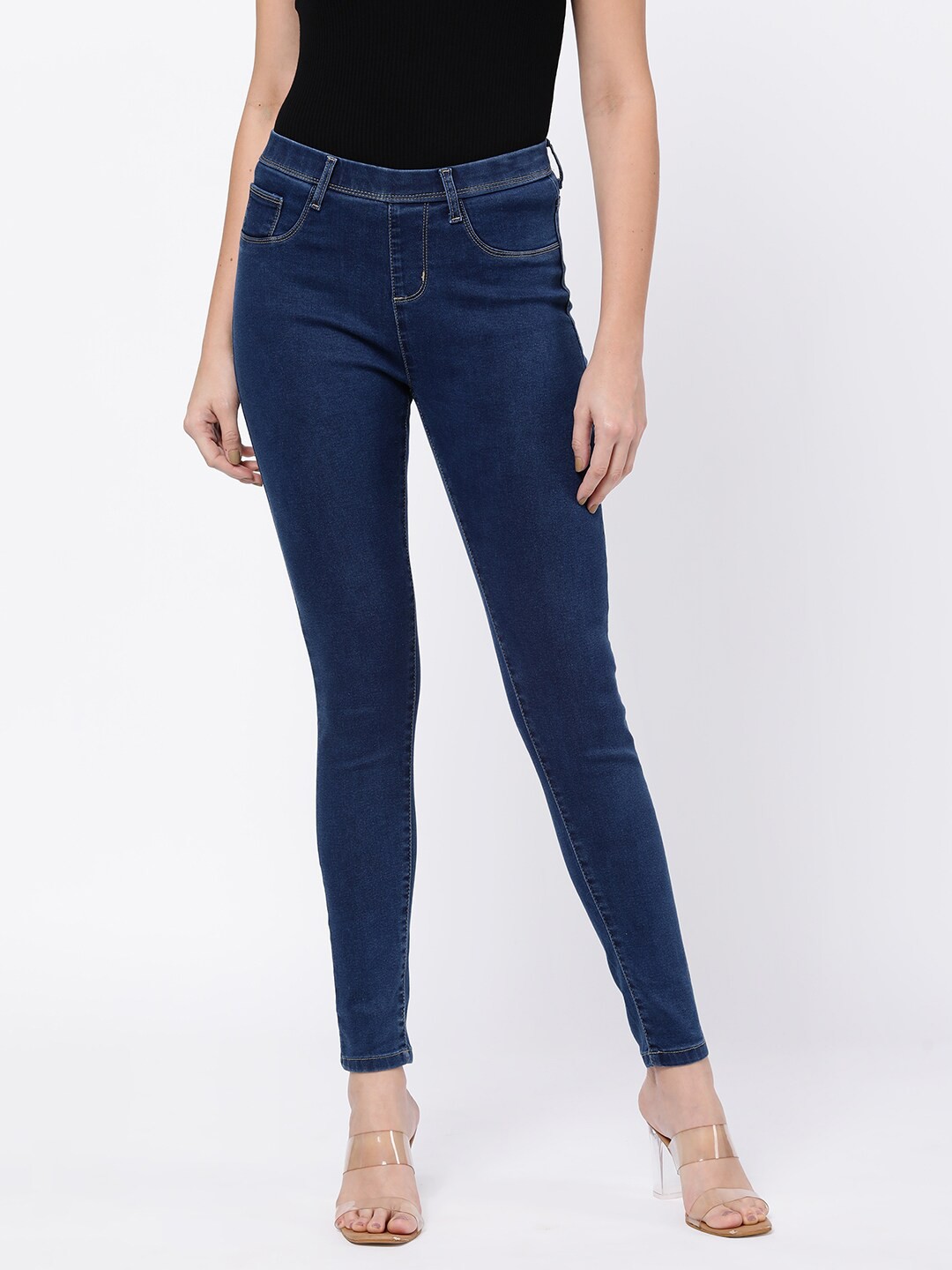

R&B Women Blue Solid Skinny-Fit Denim Jeggings