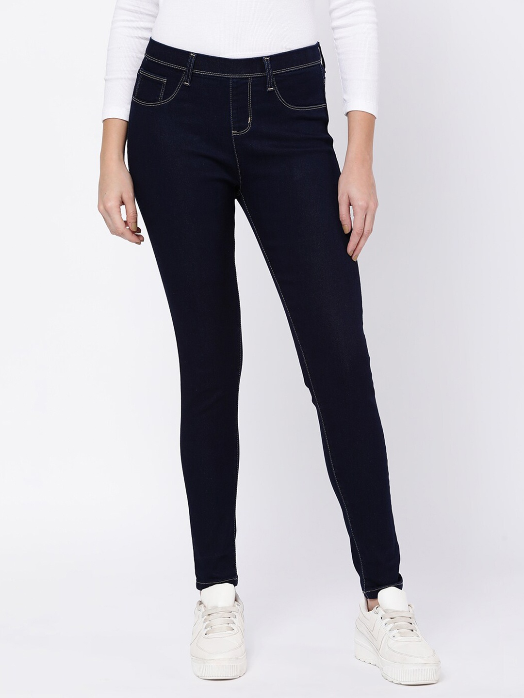 

R&B Women Navy Blue Solid Skinny-Fit Denim Jeggings
