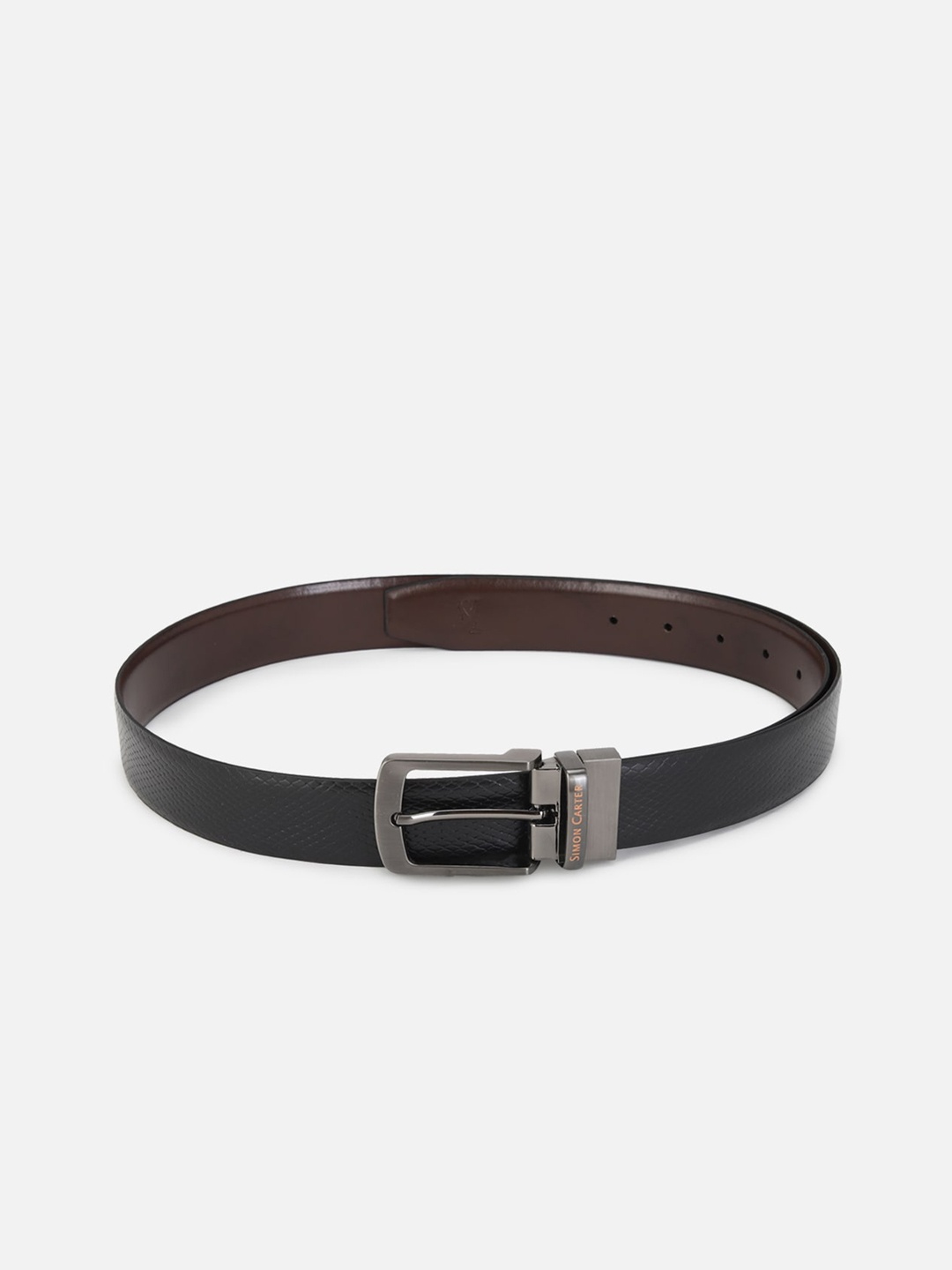 

SIMON CARTER LONDON Men Black & Brown Reversible Leather Formal Belt