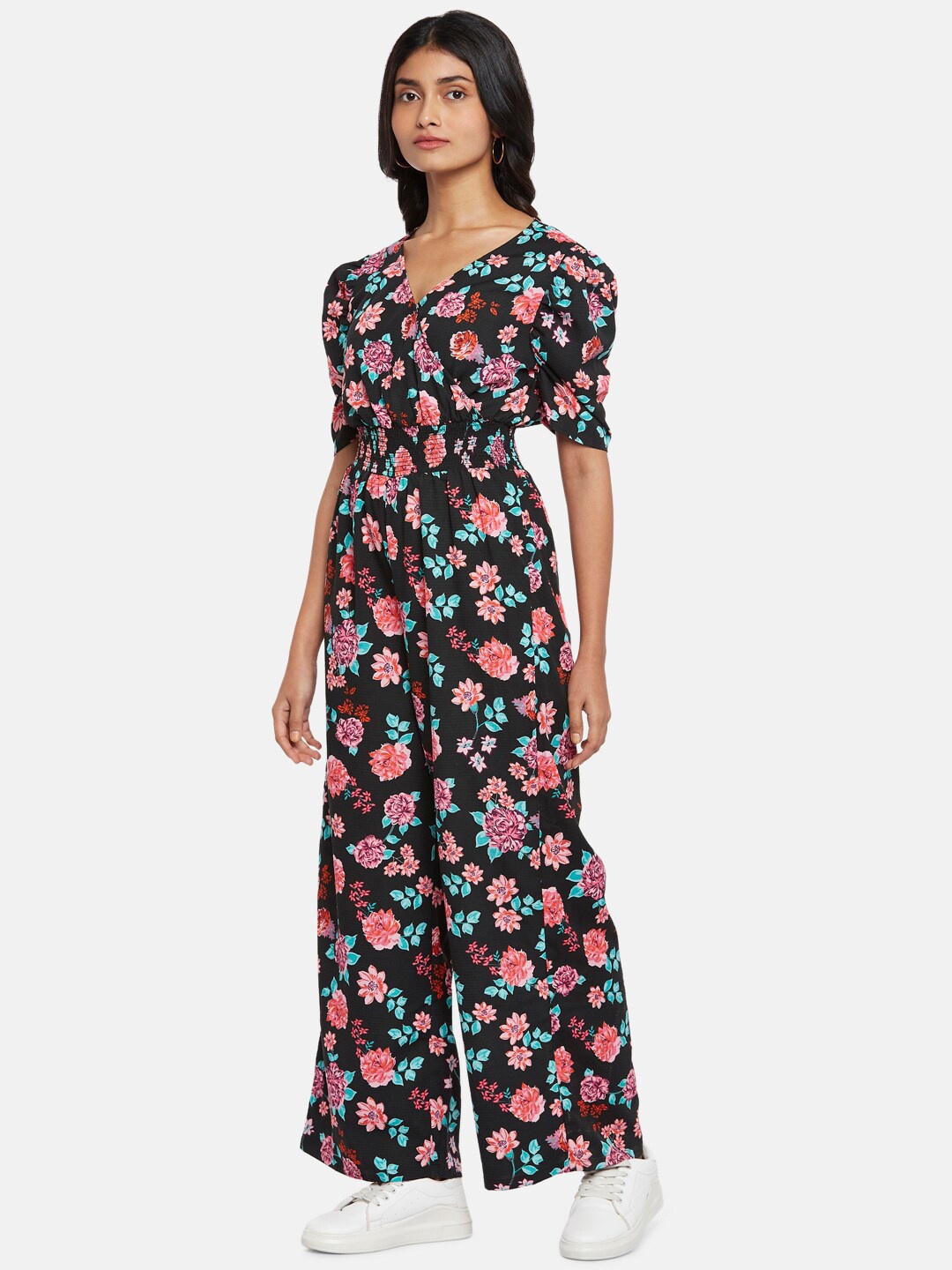 

People Printed Basic Jumpsuit, Black
