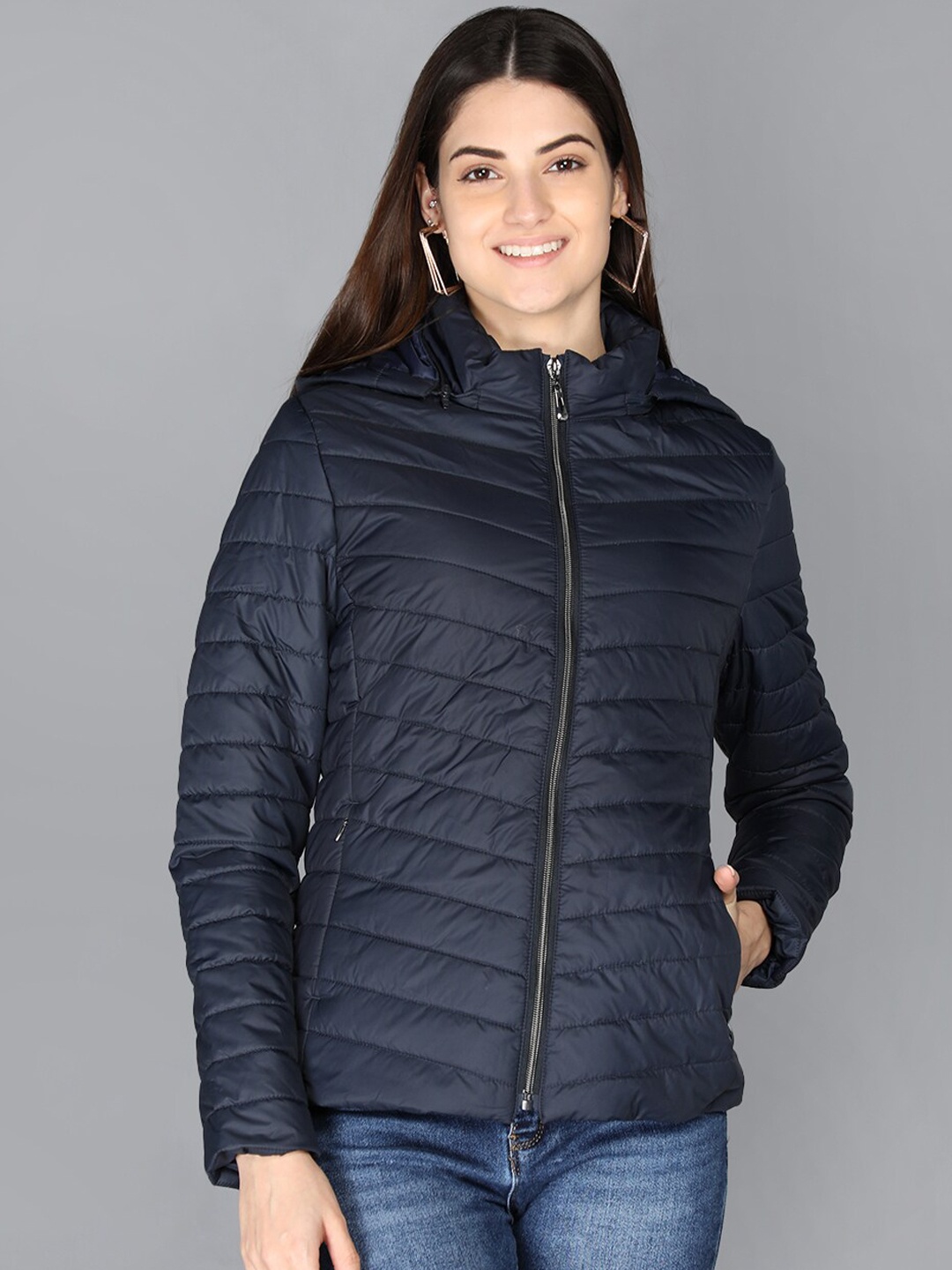 

LURE URBAN Women Navy Blue Colourblocked Denim Jacket