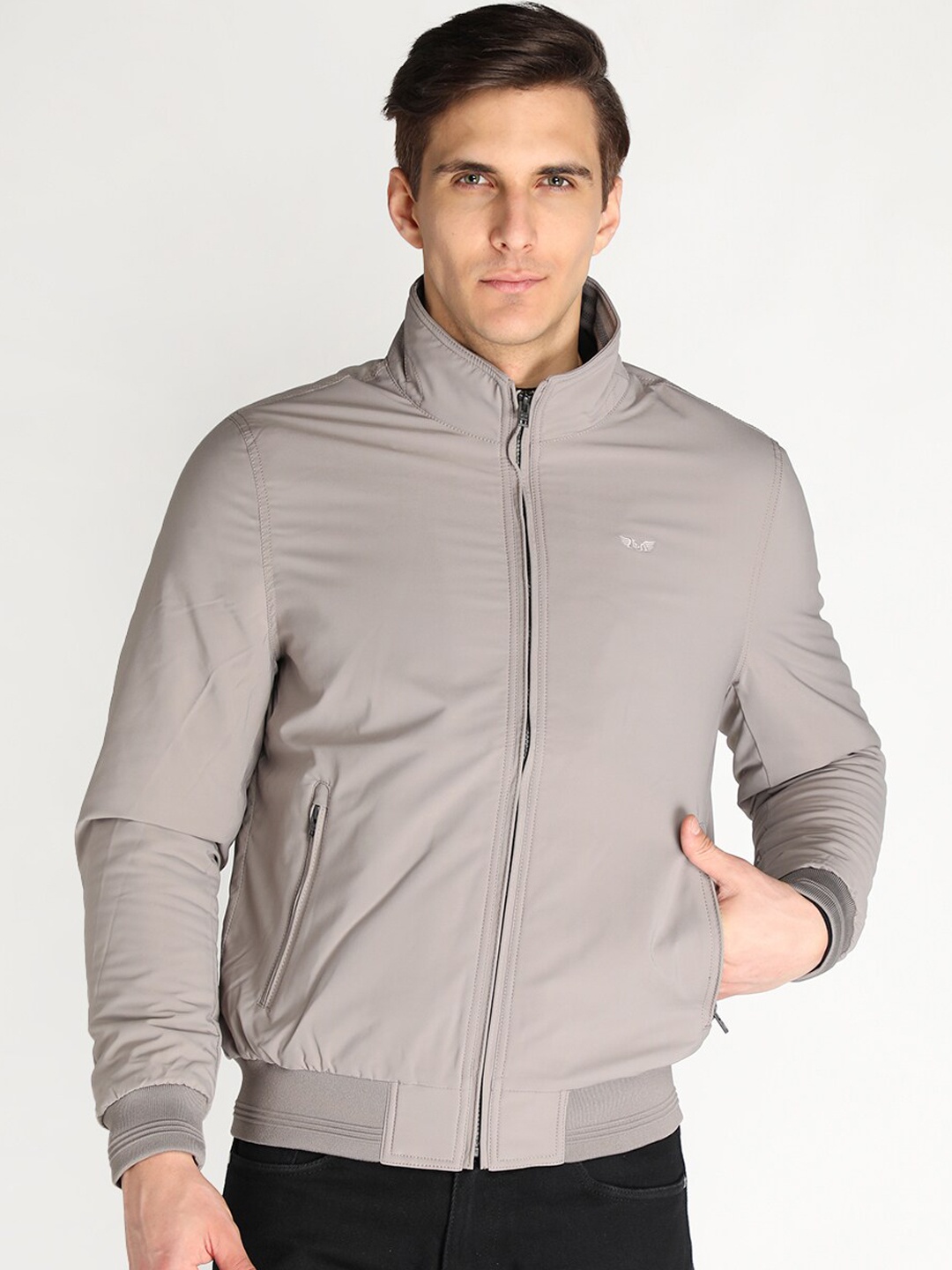 

LURE URBAN Men Grey Solid Polyester Long Sleeves Tailored Jacket