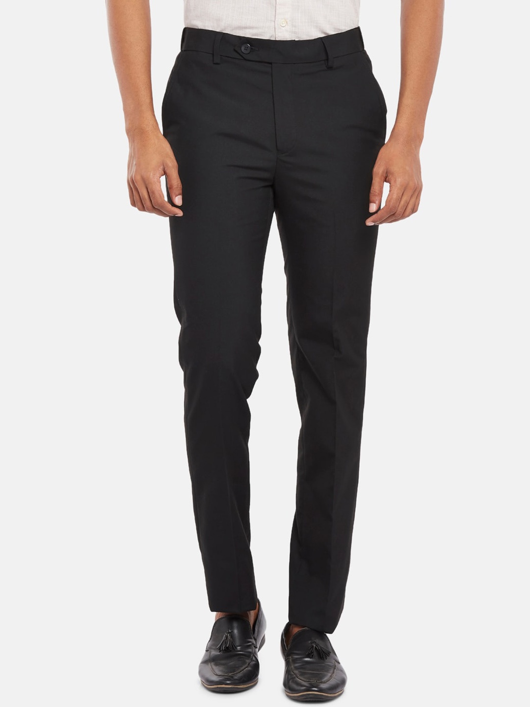 

BYFORD by Pantaloons Men Black Solid Slim Fit Trousers