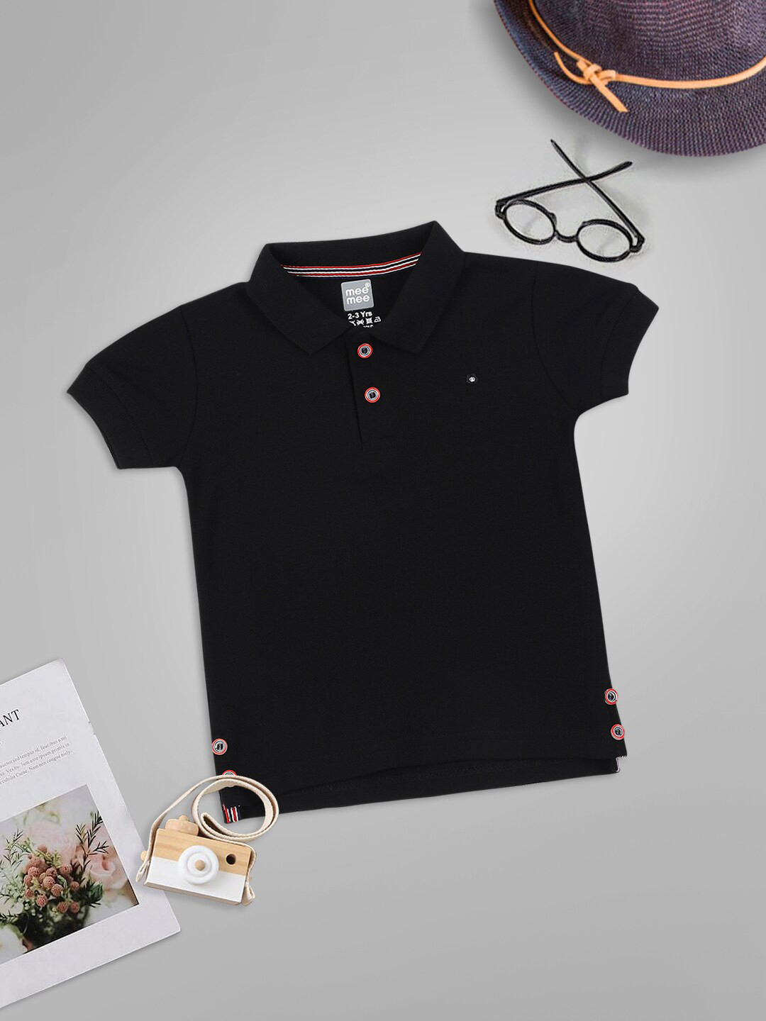 

MeeMee Boys Black Polo Collar T-shirt