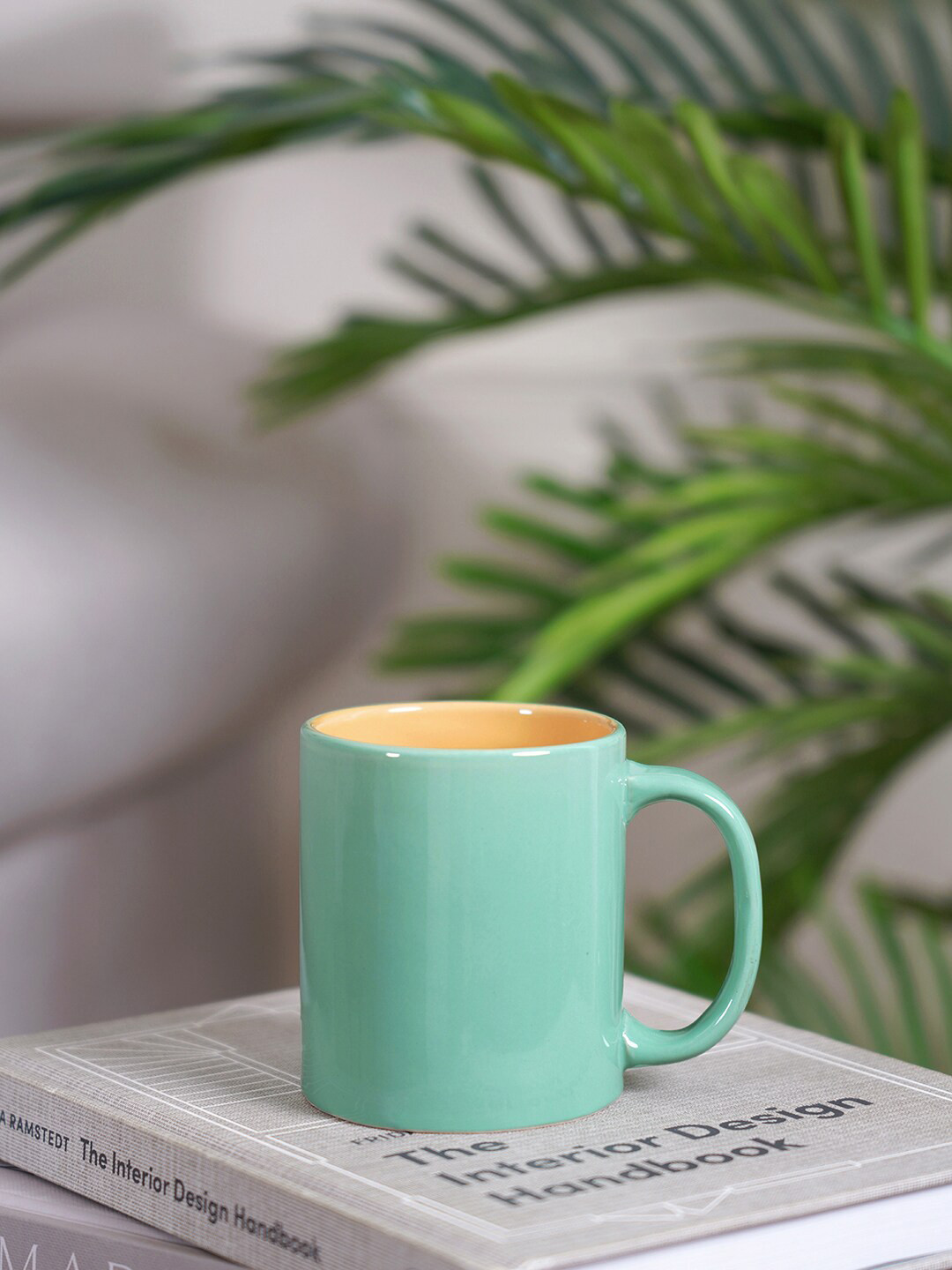 

Pure Home and Living Set Of 6 Microwave safe Ceramic Glossy Mugs 295ml each, Green
