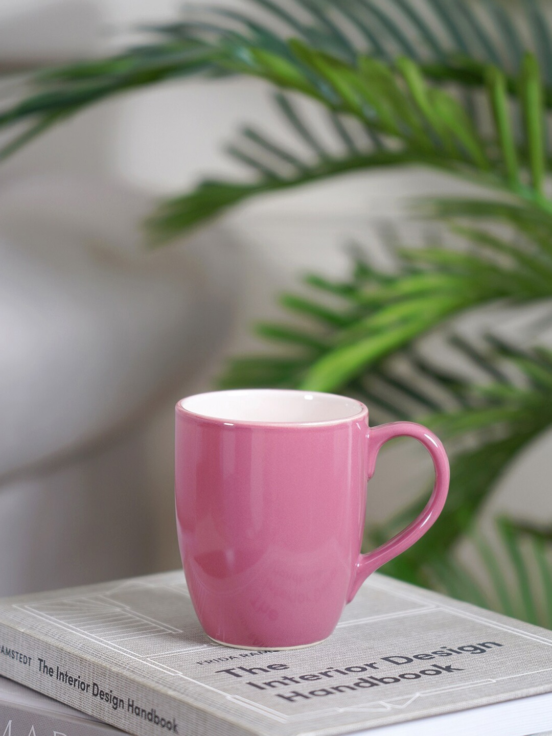 

Pure Home and Living Set Of 6 Microwave safe Ceramic Glossy Mugs 295ml each, Pink